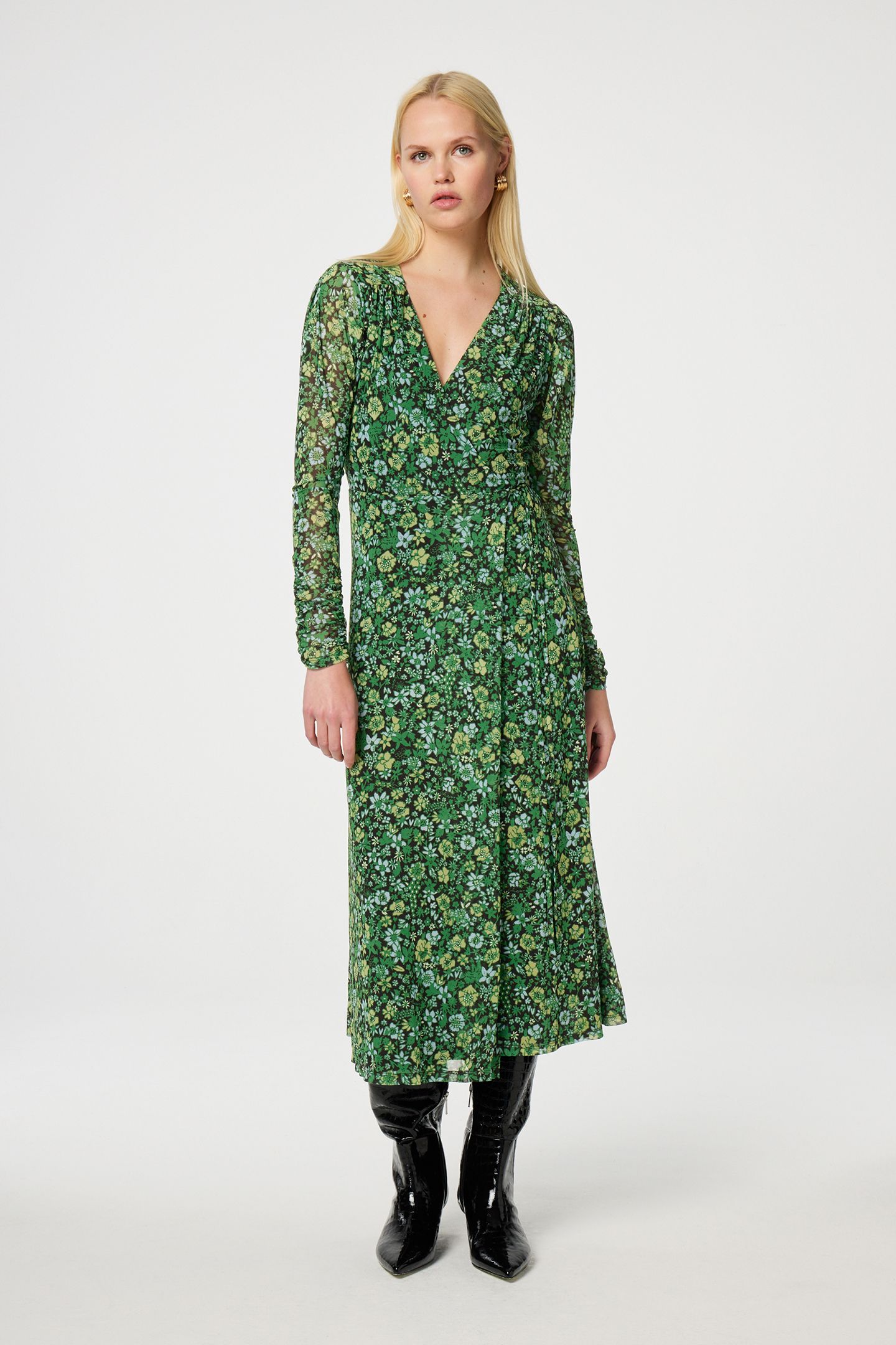 NATALIE DRESS BLACK/PARROT GREEN 1