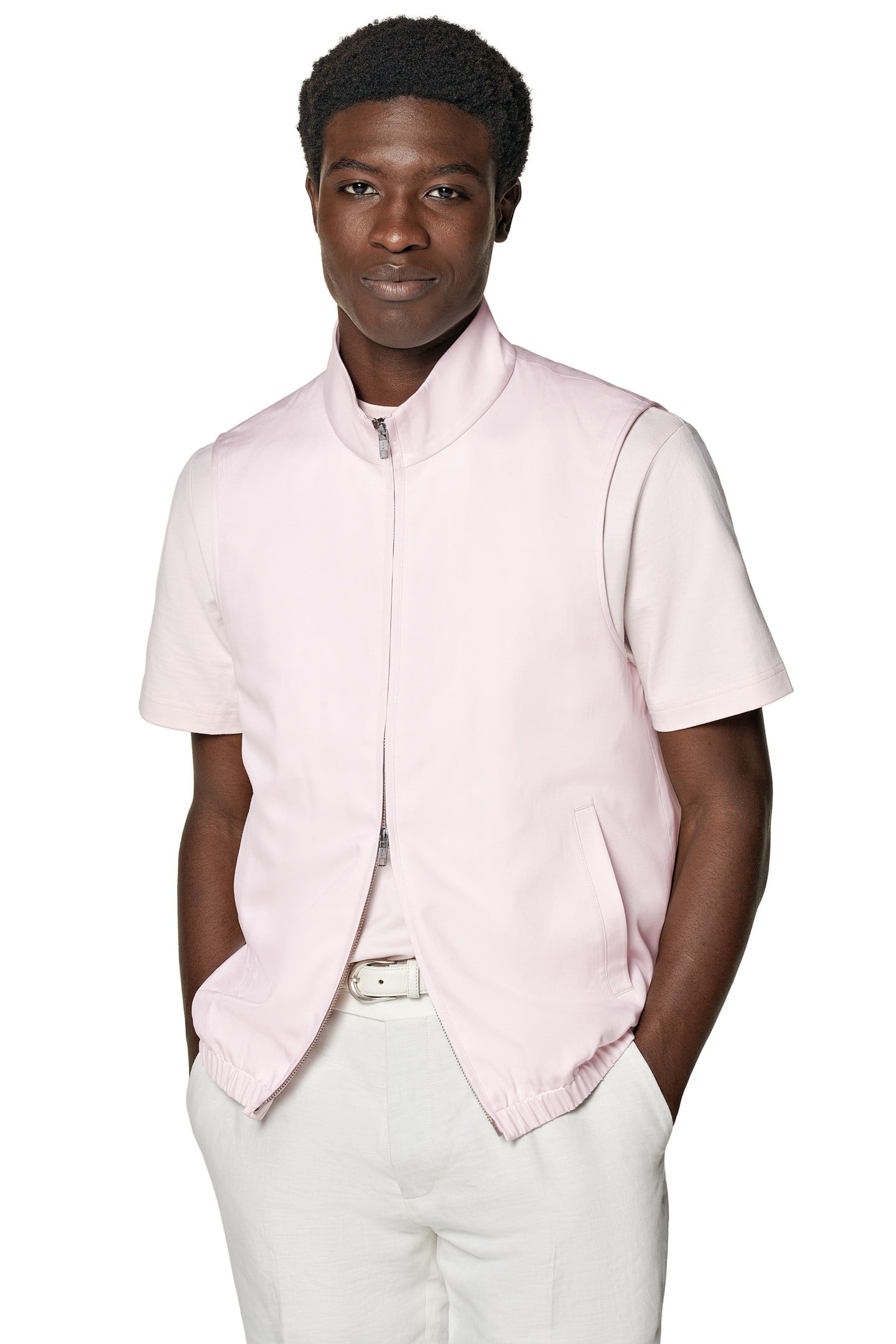 ZIP VEST-LIGHT PINK-PURE SILK LIGHT PINK 1