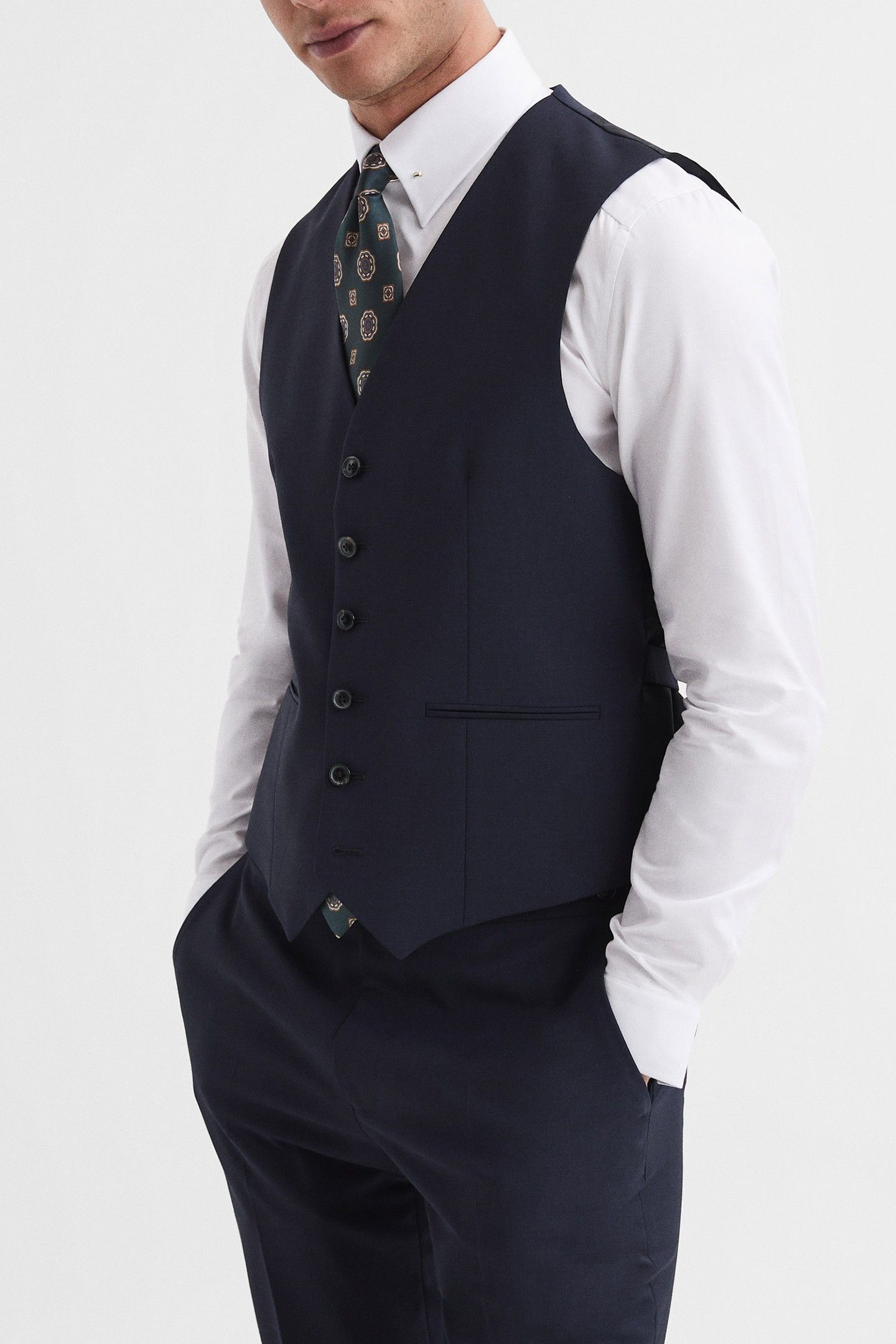 TRAVEL PLAIN WEAVE MODERN WAISTCOAT NAVY 3