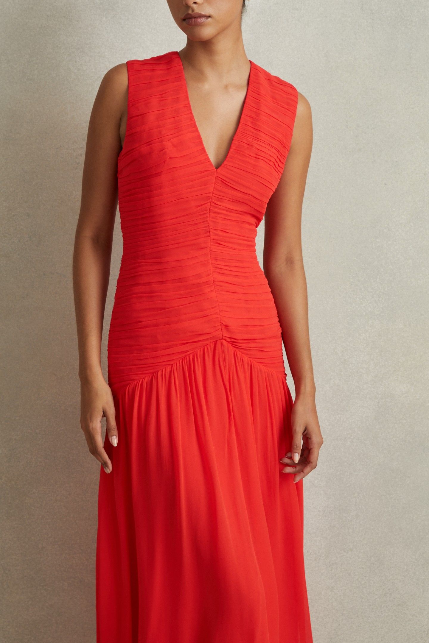 RUCHED BODYCON DRESS CORAL 2