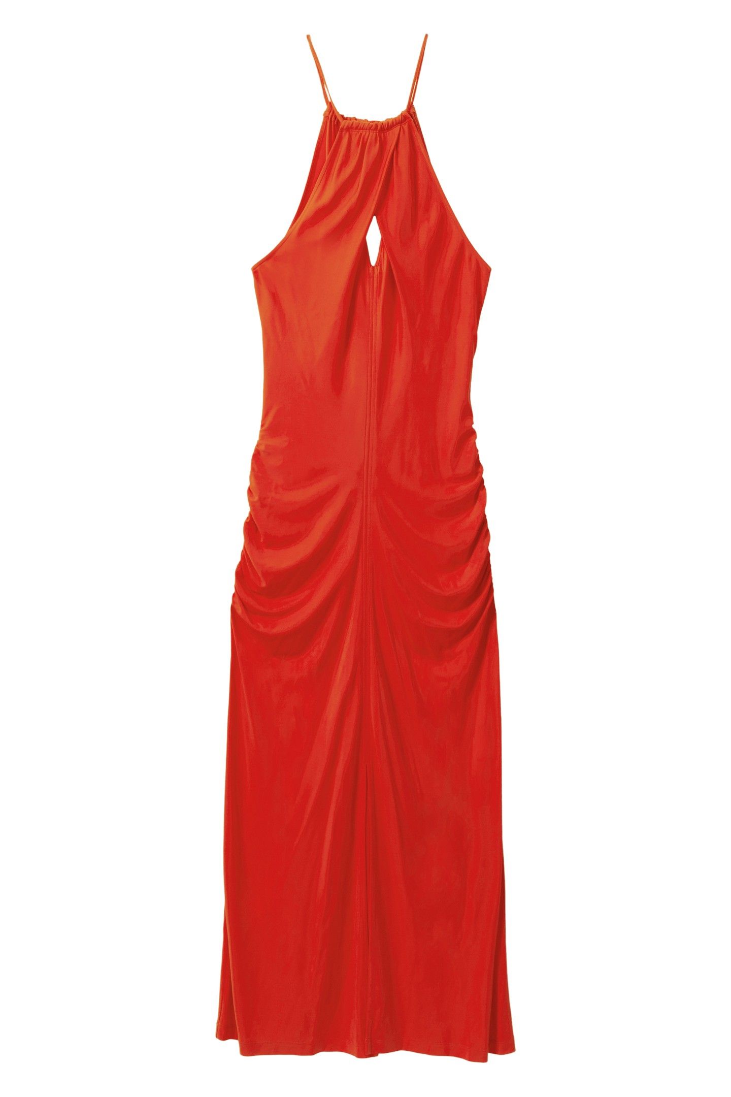 BODYCON HALTER MAXI DRESS ORANGE 4