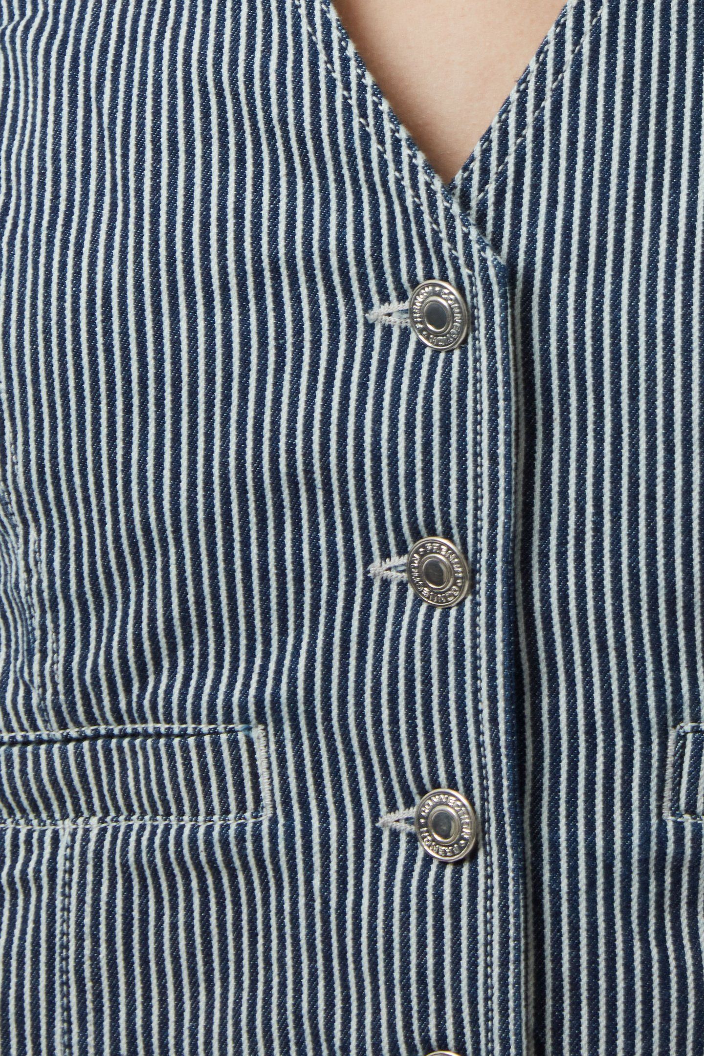 EVERETT STRIPE WAISTCOAT INDIGO/WHITE DENIM 7