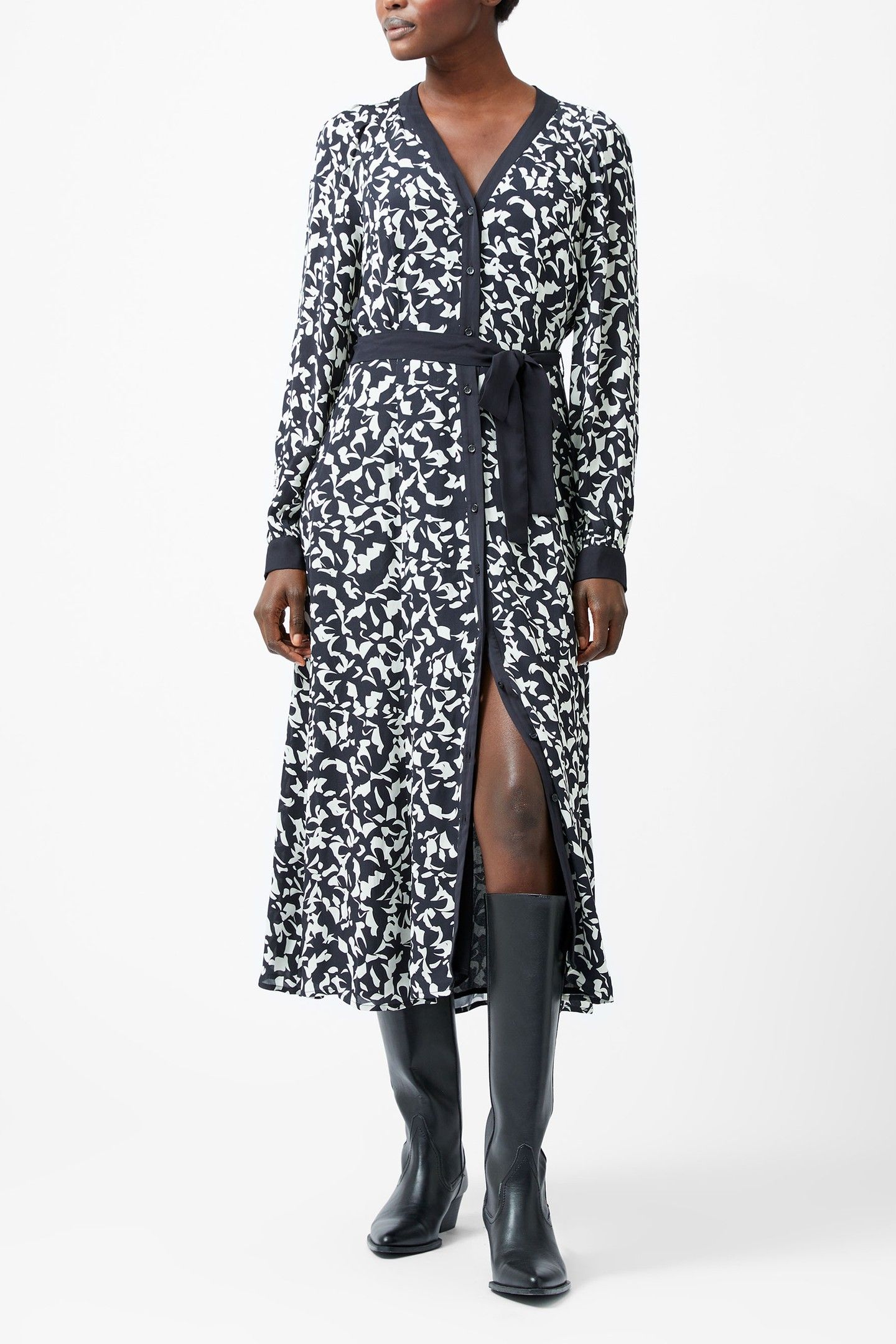 KELLY ALMERE CREPE DRESS NAVY/CREAM 2