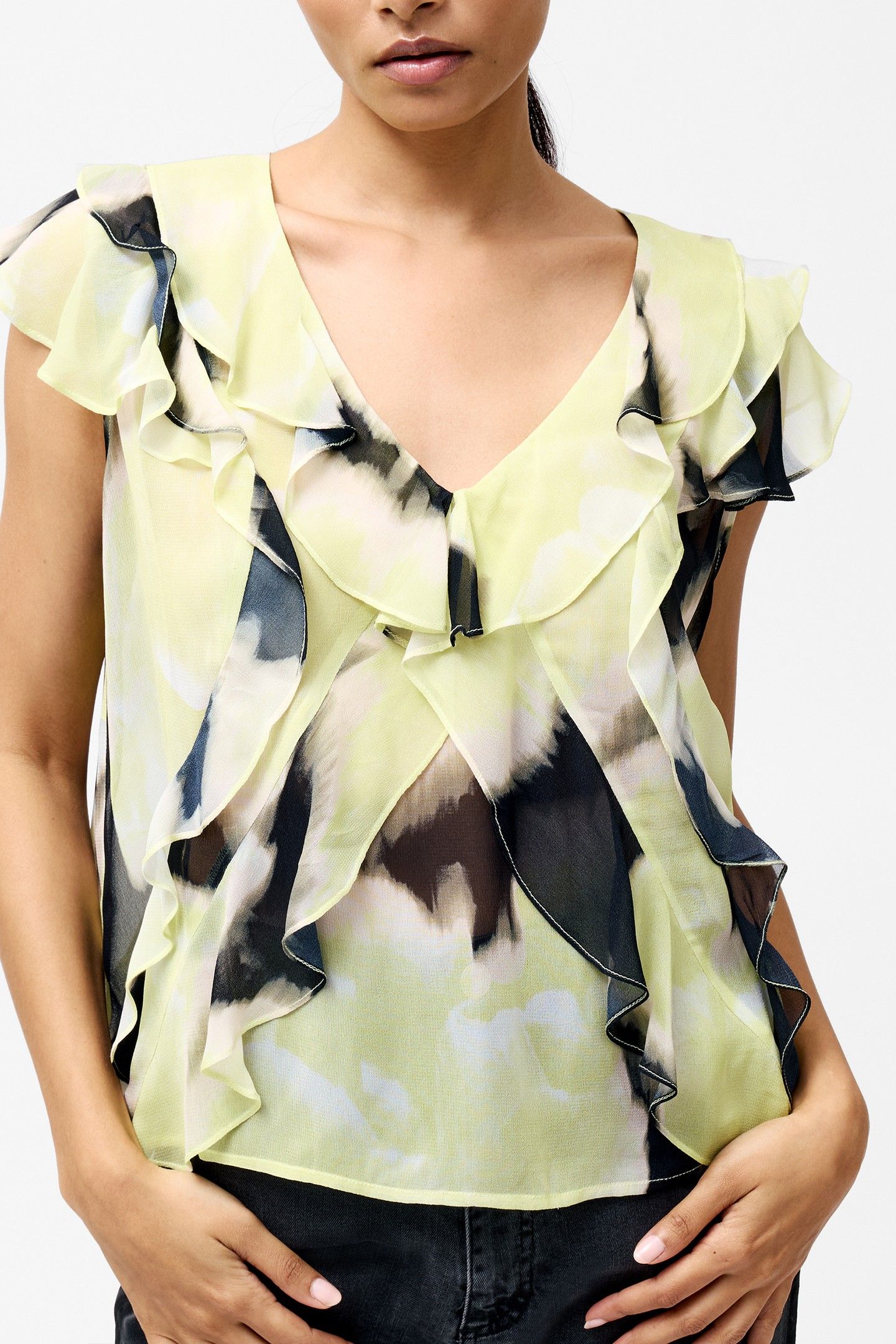 NATALIE EMINIA CHIFFON RUFFLE LIGHT LIME GREEN MUL 3