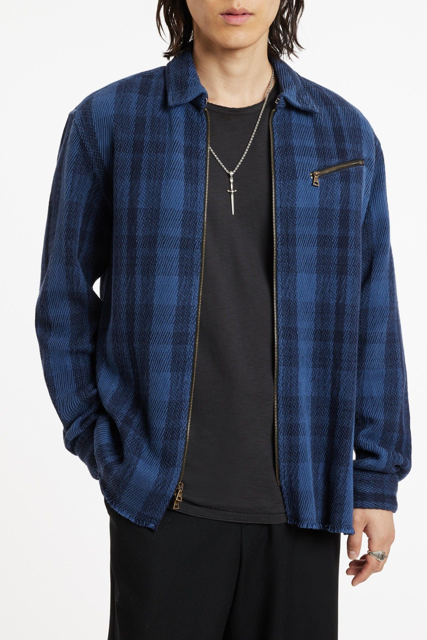 LS ROBBINS YARN DYE SPORT SHIRT OCEAN BLUE 1