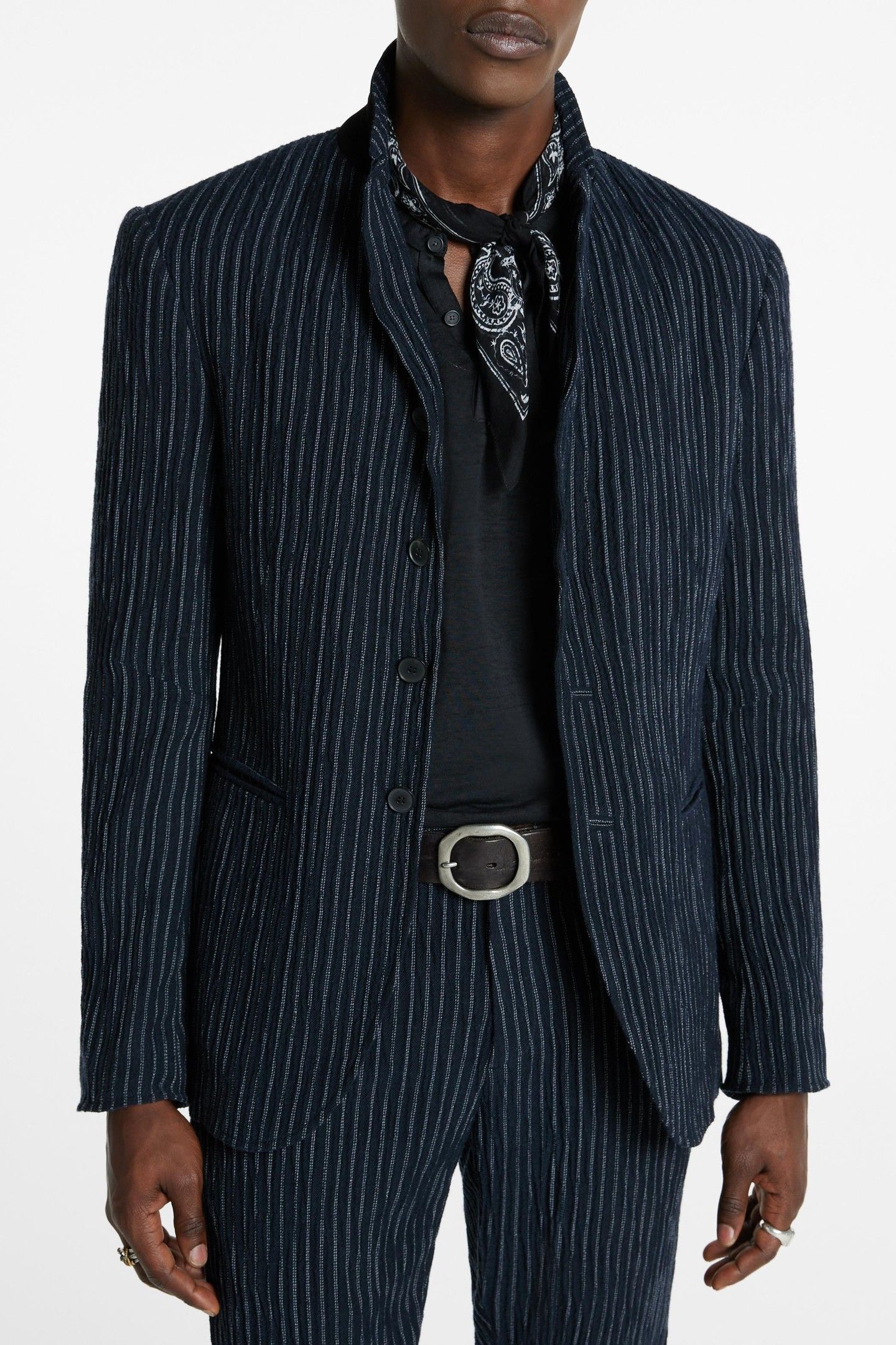 SLIM FIT CONVERTIBLE PEAK LAPEL JACKET INK BLUE 1