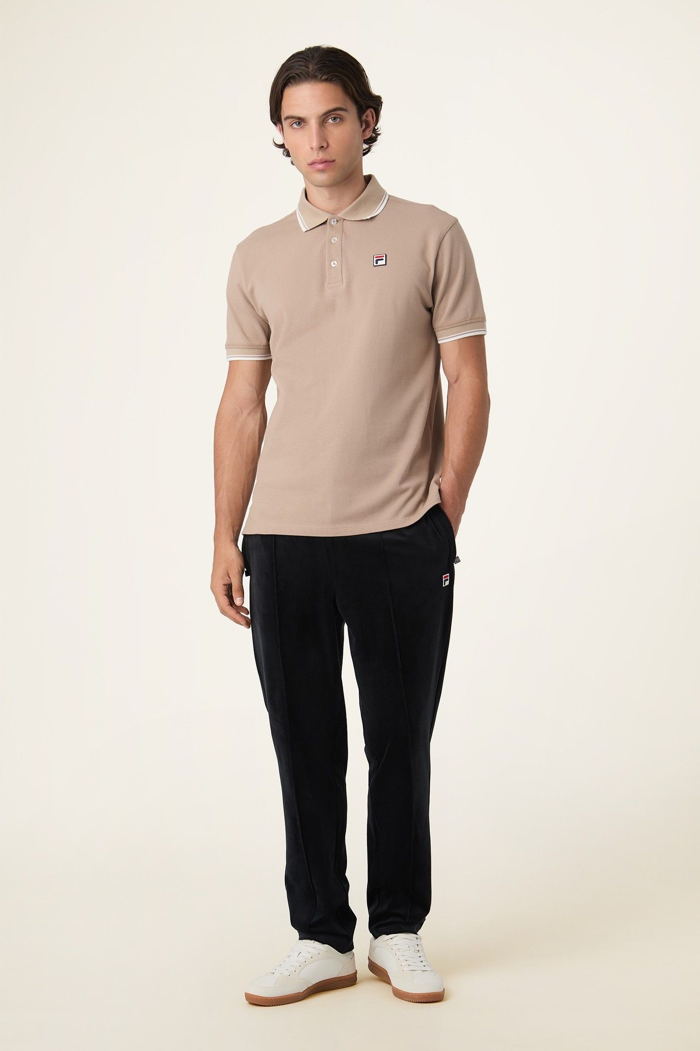 ADRIANO REGULAR TAPERED VELOUR TRACK PANTS BLACK 2