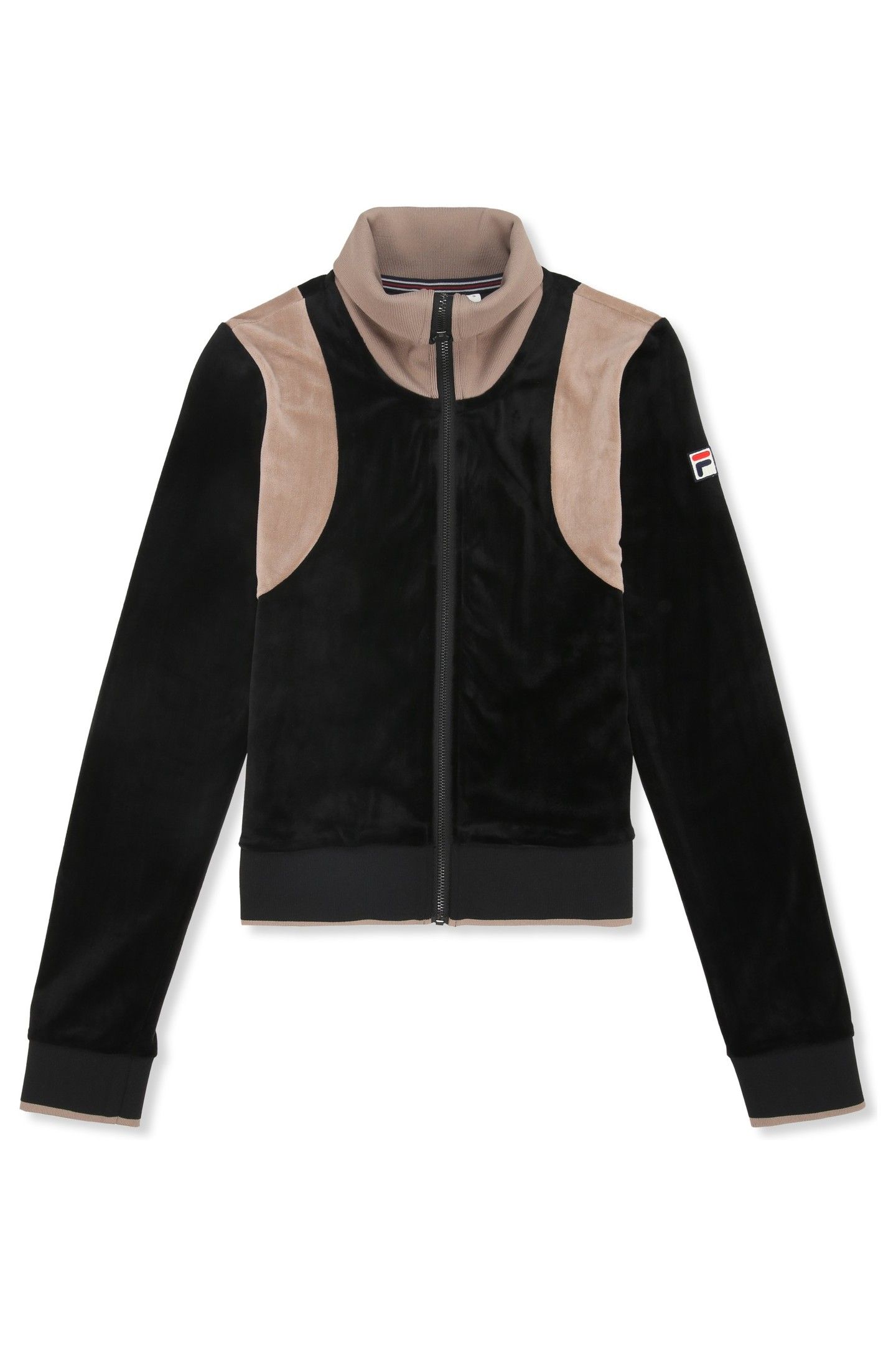 ADRIANO SLIM VELOUR TRACK JACKET BLACK-TAUPE GRAY 5