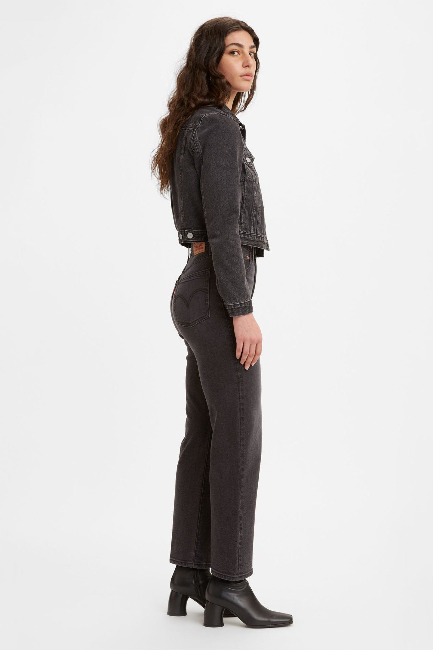 RIBCAGE STRAIGHT ANKLE JEANS BLACK 2