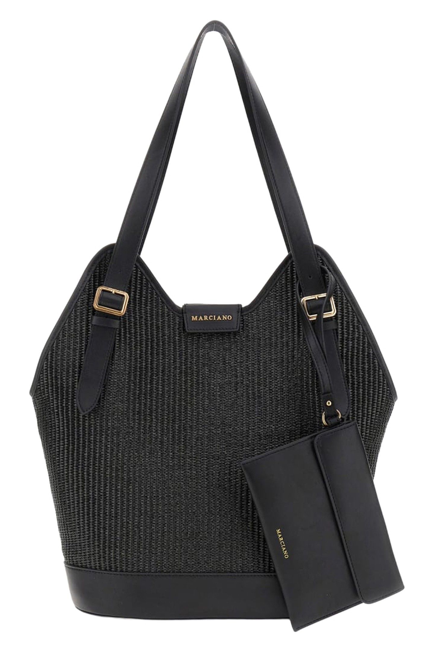 MARCIANO BY GUESS RAFFIA HOBO JET BLACK 3