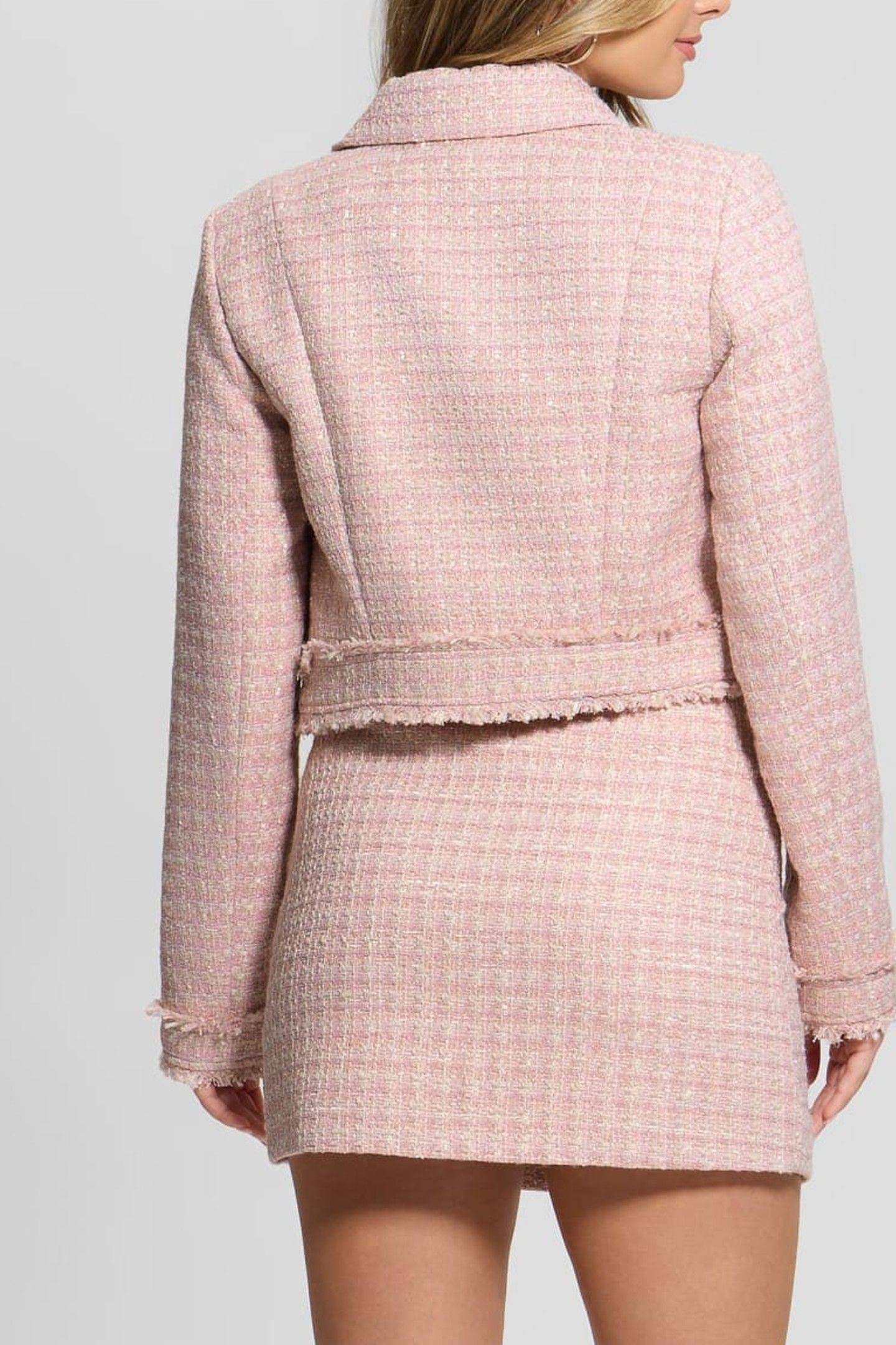 GUESS ECO DAPHNEE CROPPED JACK PINK AND WHITE TWEED 7