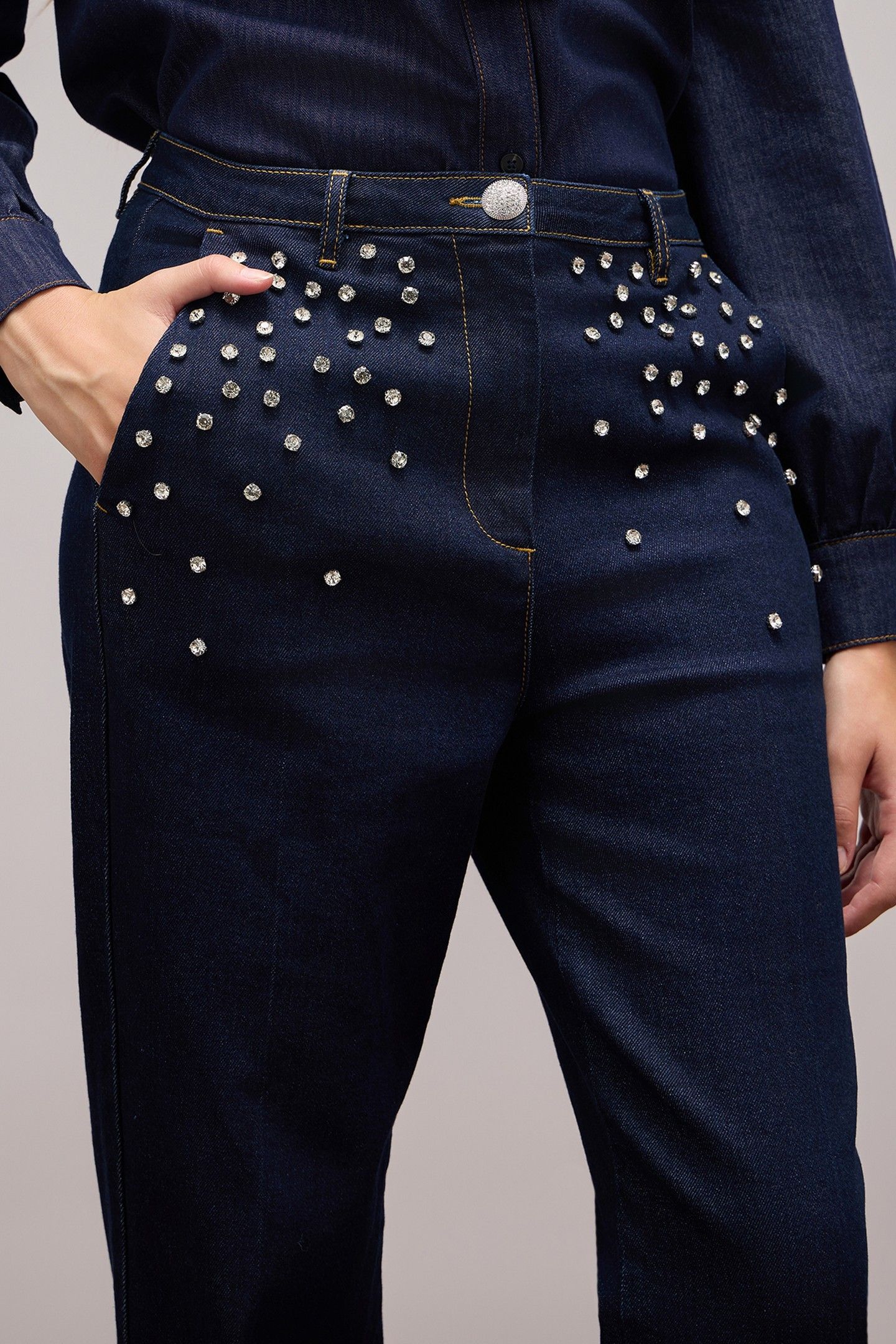 JEANS WITH CRYSTAL SET STONES BLUE 3