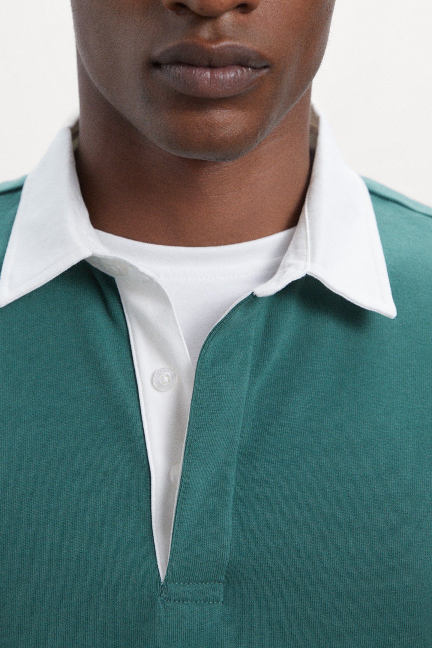 PERIALF LONG SLEEVE POLO OFF WHITE / URBAN GREEN 4