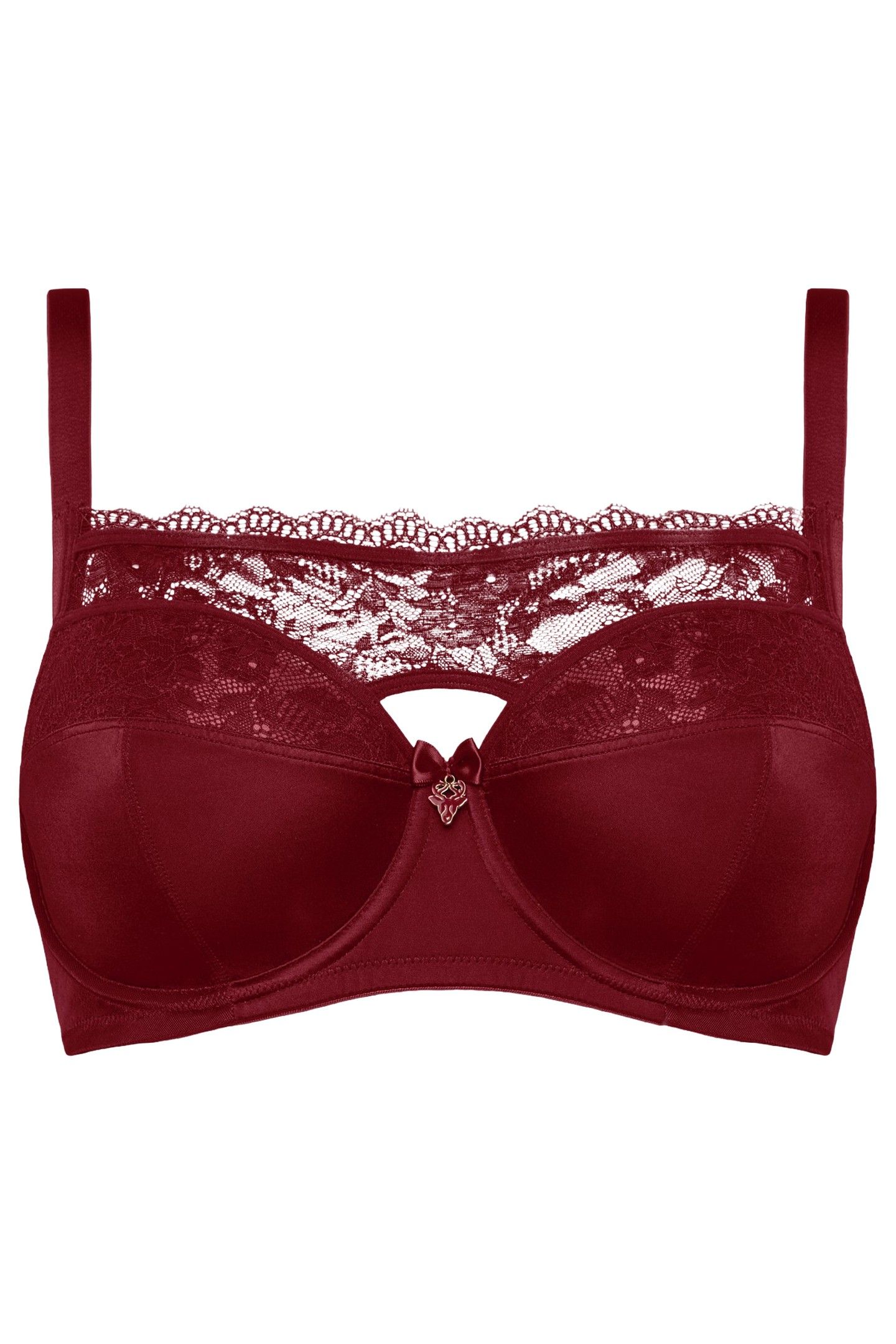 CARITA CABERNET RED AND LACE PLUNGE BALCONY BRA 3