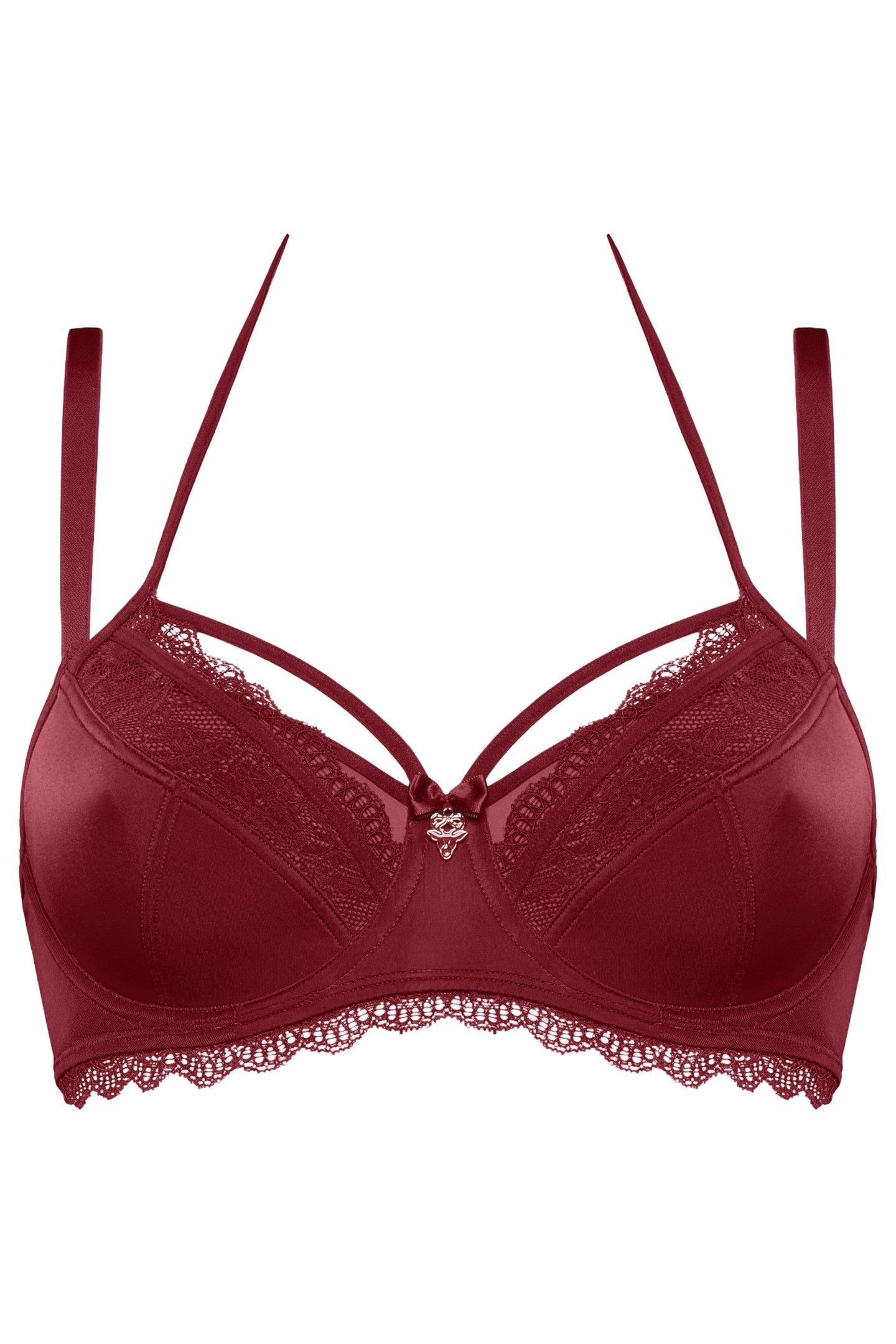 CARITA CABERNET RED AND LACE BALCONY BRA 4