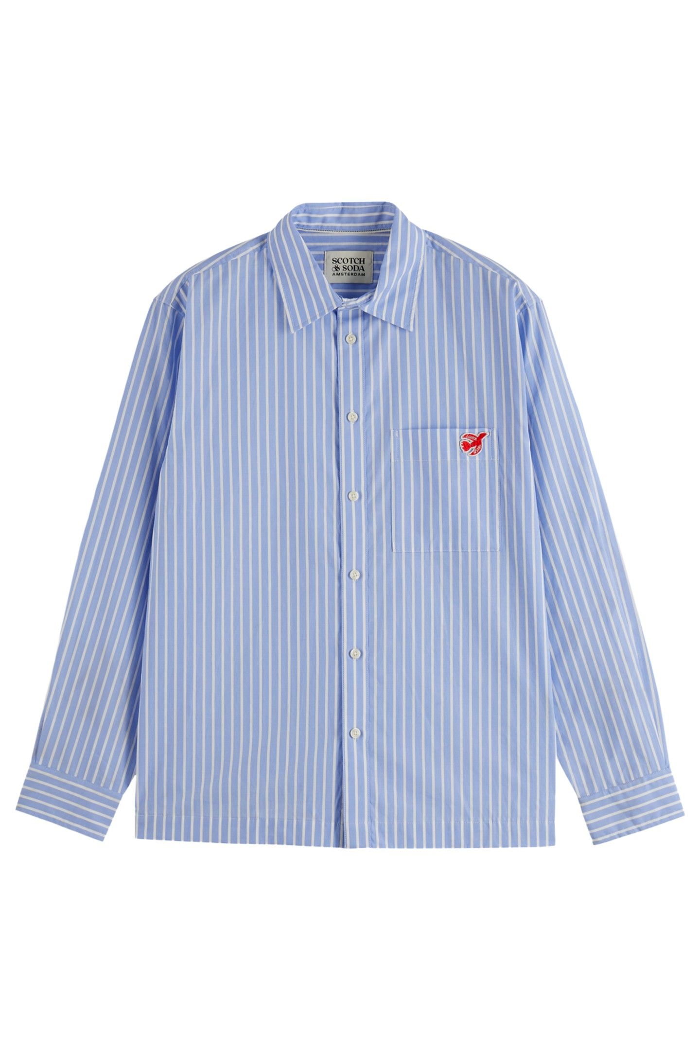 CORE - THE FREE SPIRIT PEACE BIRD POPLIN SHIRT BLUE WHITE ST 5