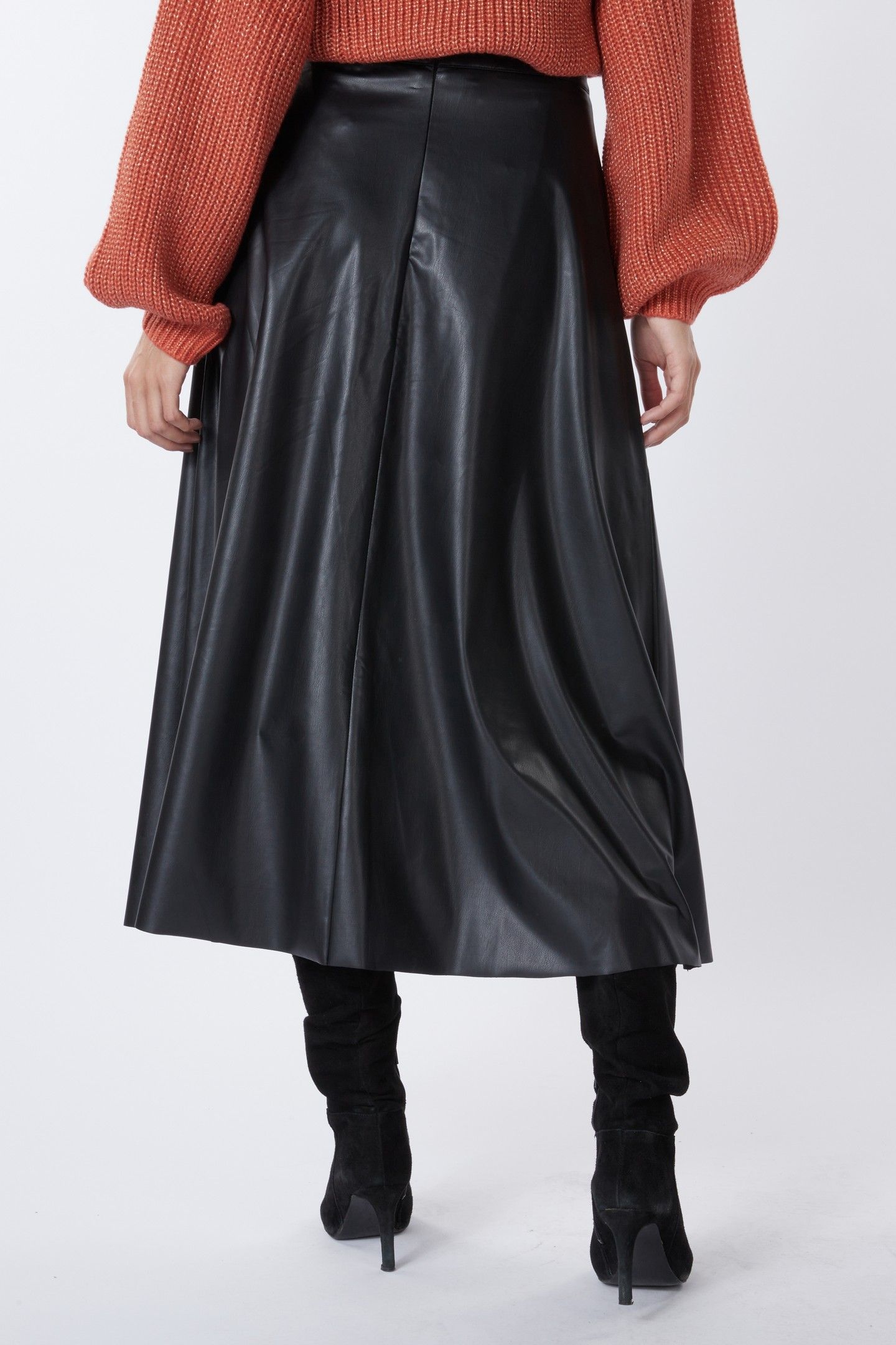SKIRT MIDI LIGHT PU BLACK 4