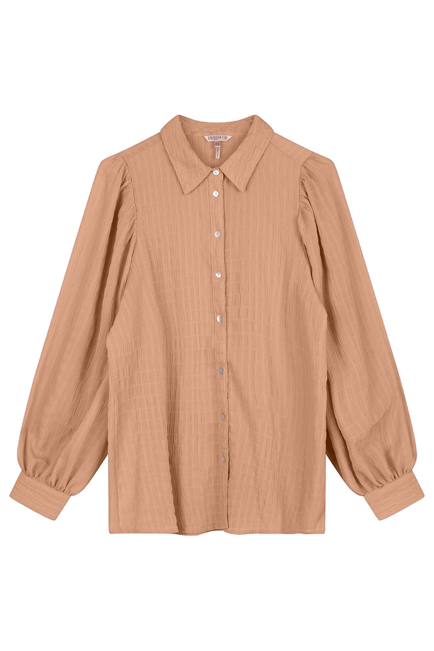 BLOUSE LANTERN CREPE PUFF SHLDR CAMEL 1