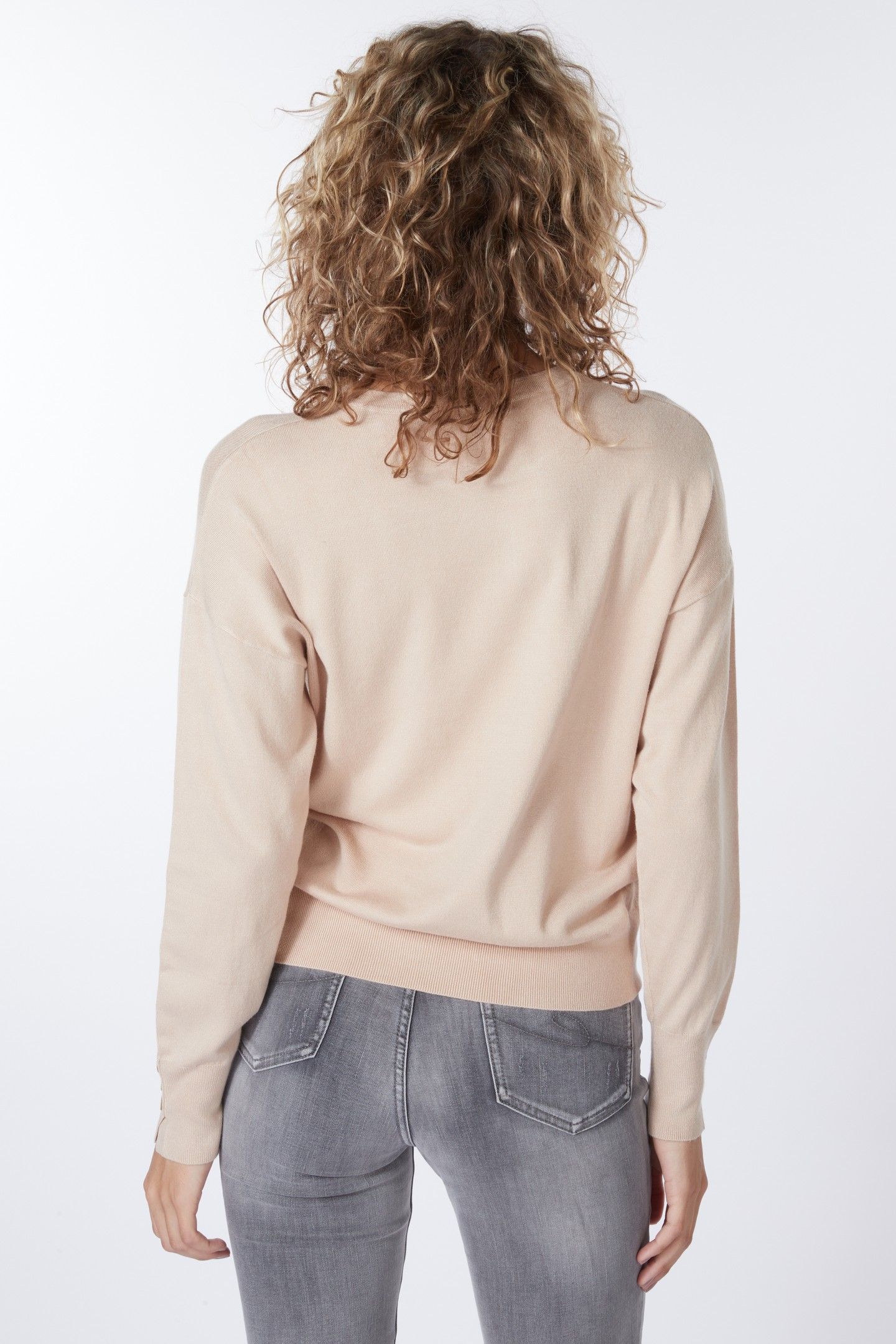 SWEATER BASIC BUTTON SLVE CUFF WARM SAND 2