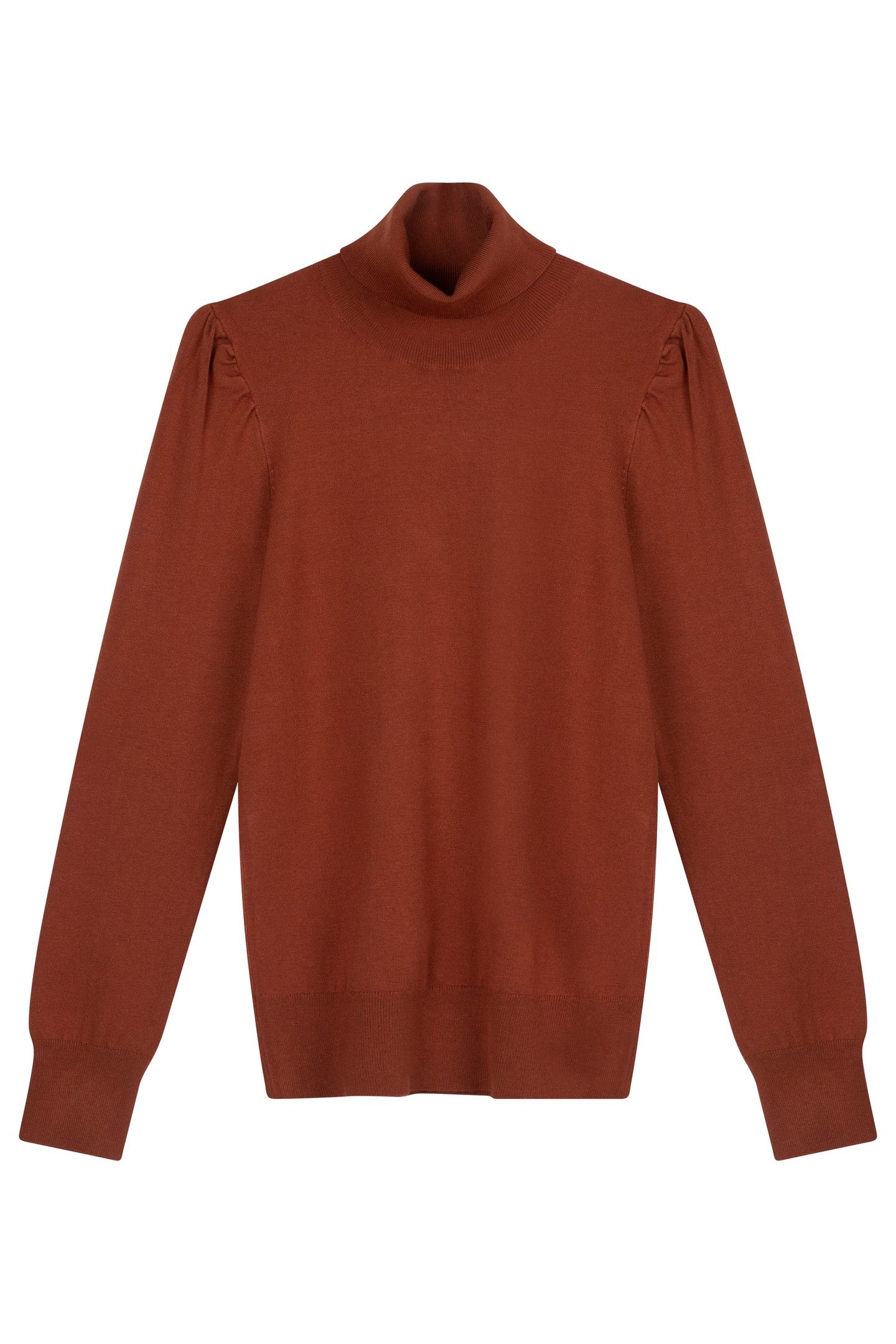 SWEATER GATHERING SHOULDER COPPER BROWN 4