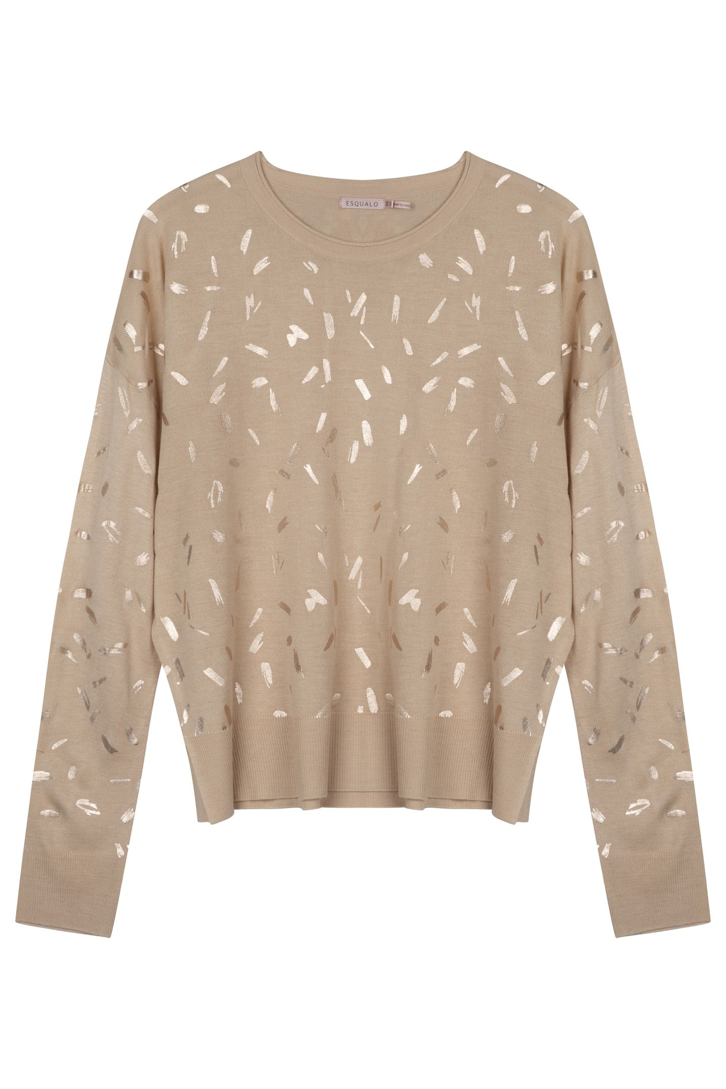 SWEATER FOIL PRINT L/SLV WARM SAND 3