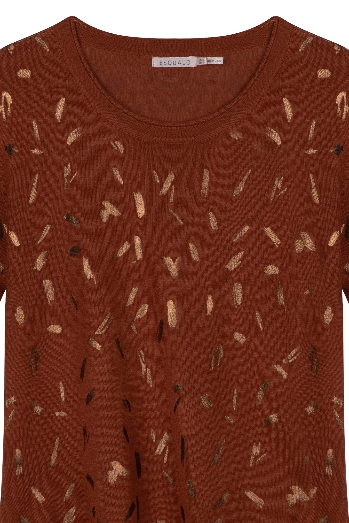 SWEATER FOIL PRINT S/SLV COPPER BROWN 3
