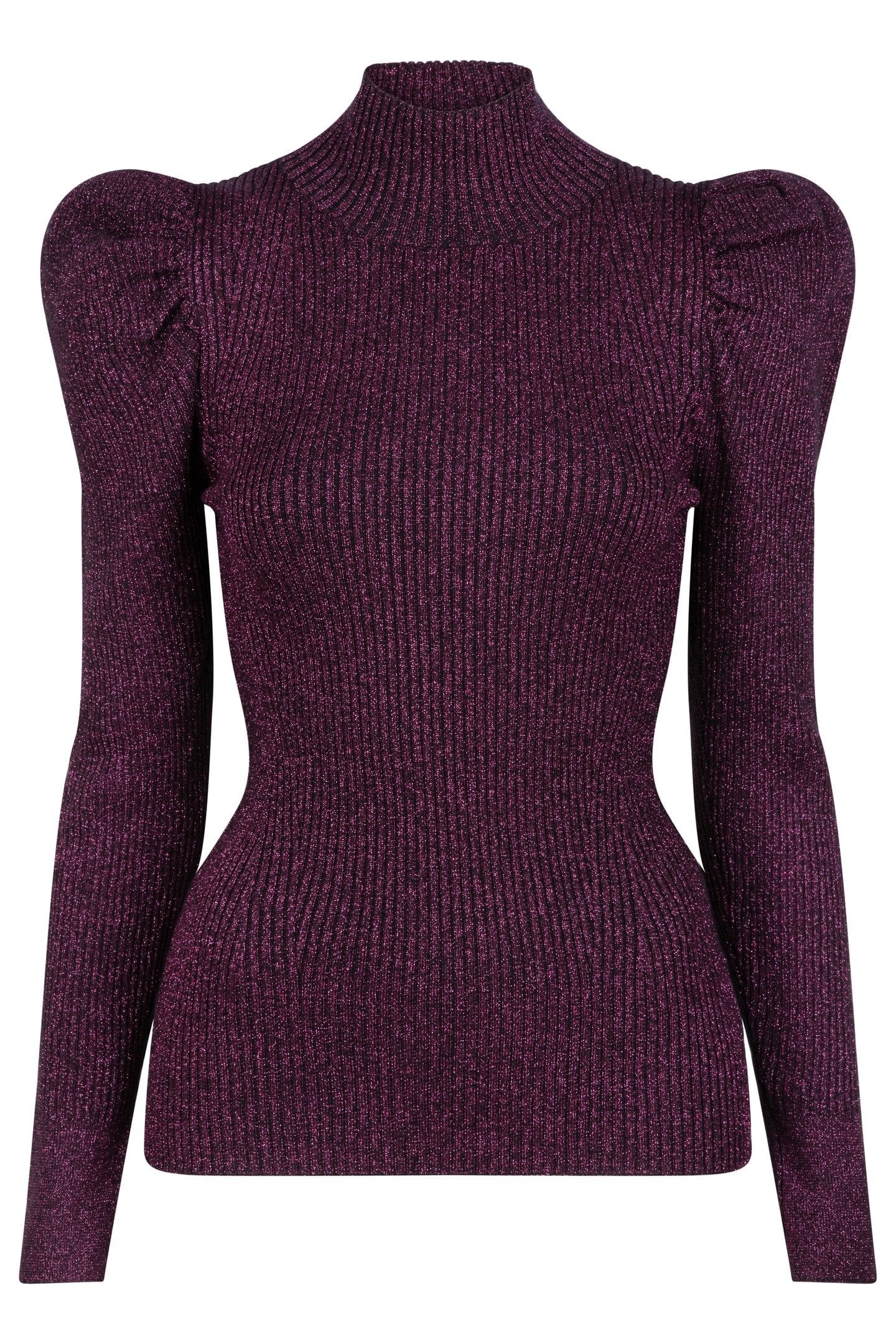 SWEATER MOCK NECK LUREX BLACK / PINK 1