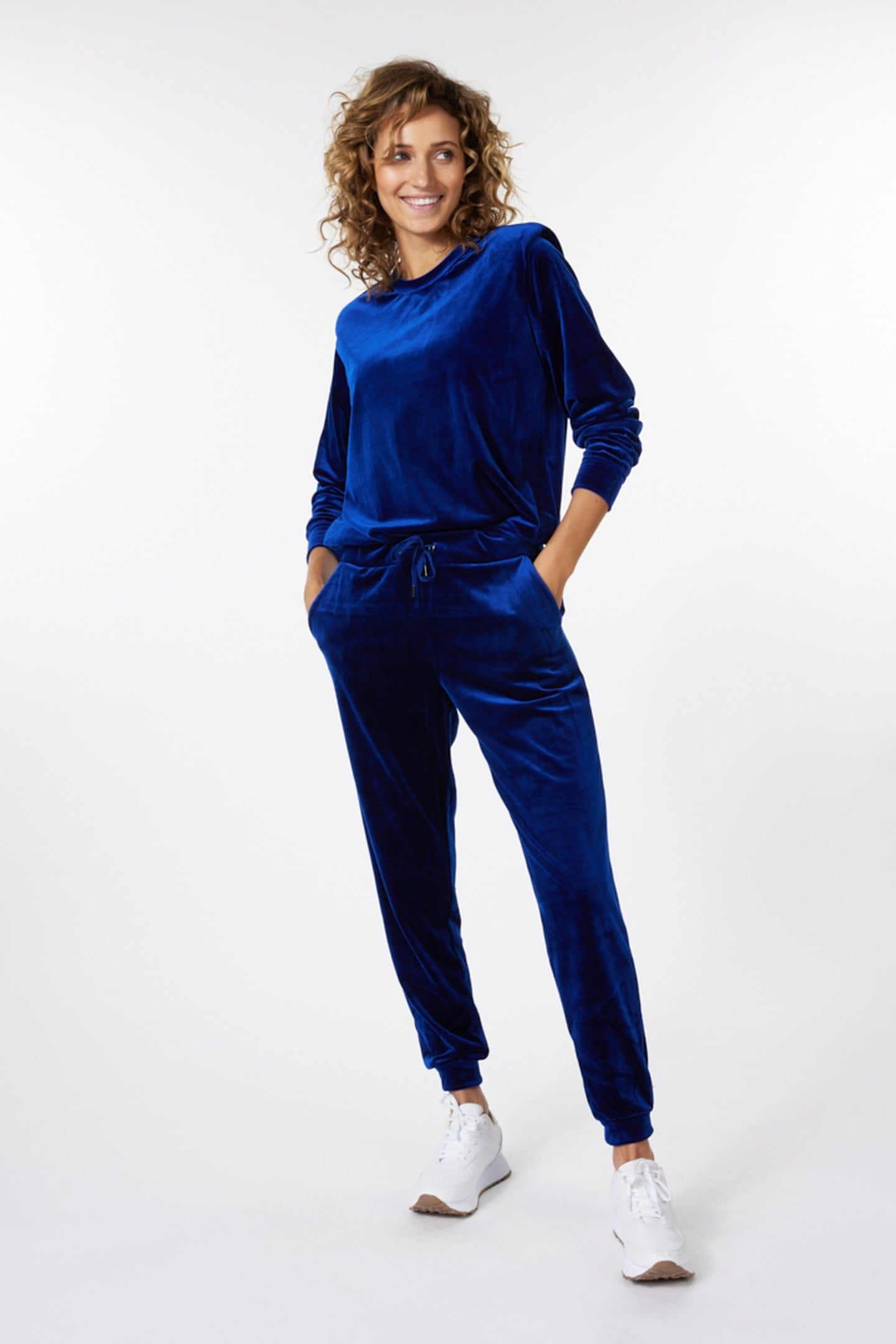 SWEATER SHOULDER DETAILS VELOURS BLUE 3
