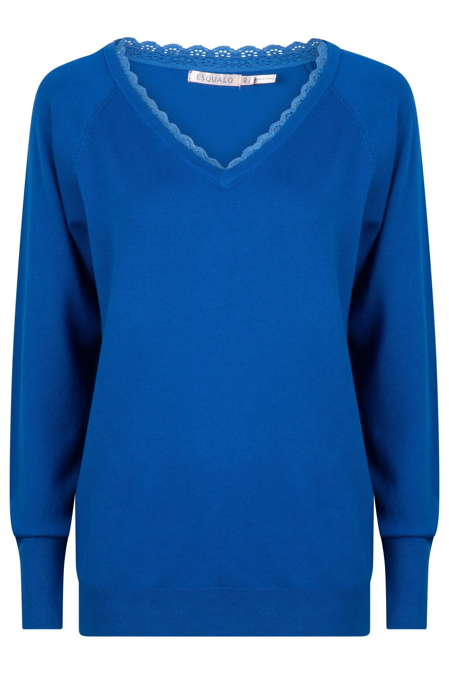 SWEATER V-NECK LACE BLUE 1