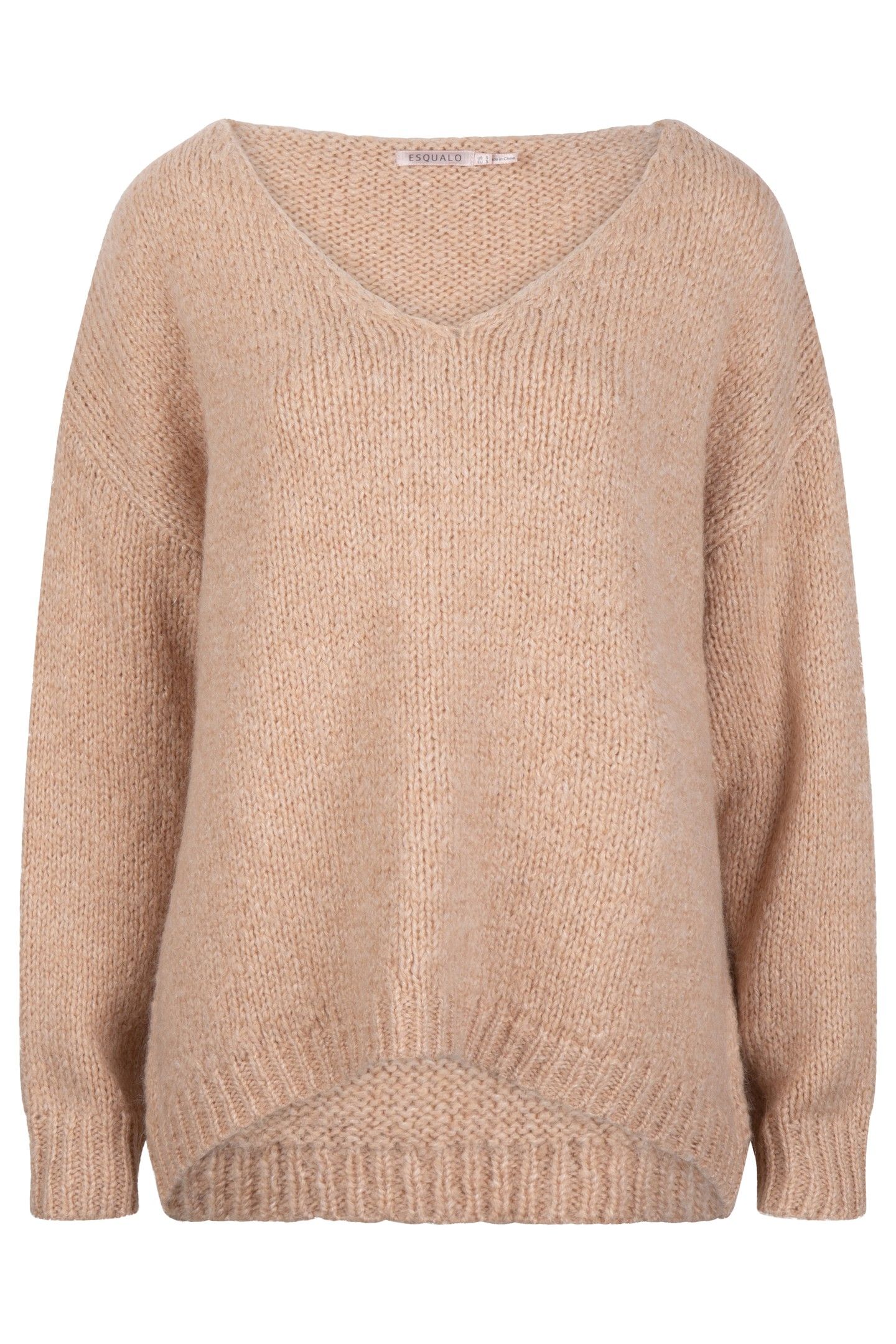 SWEATER CHUNKY V-NECK CAMEL 5
