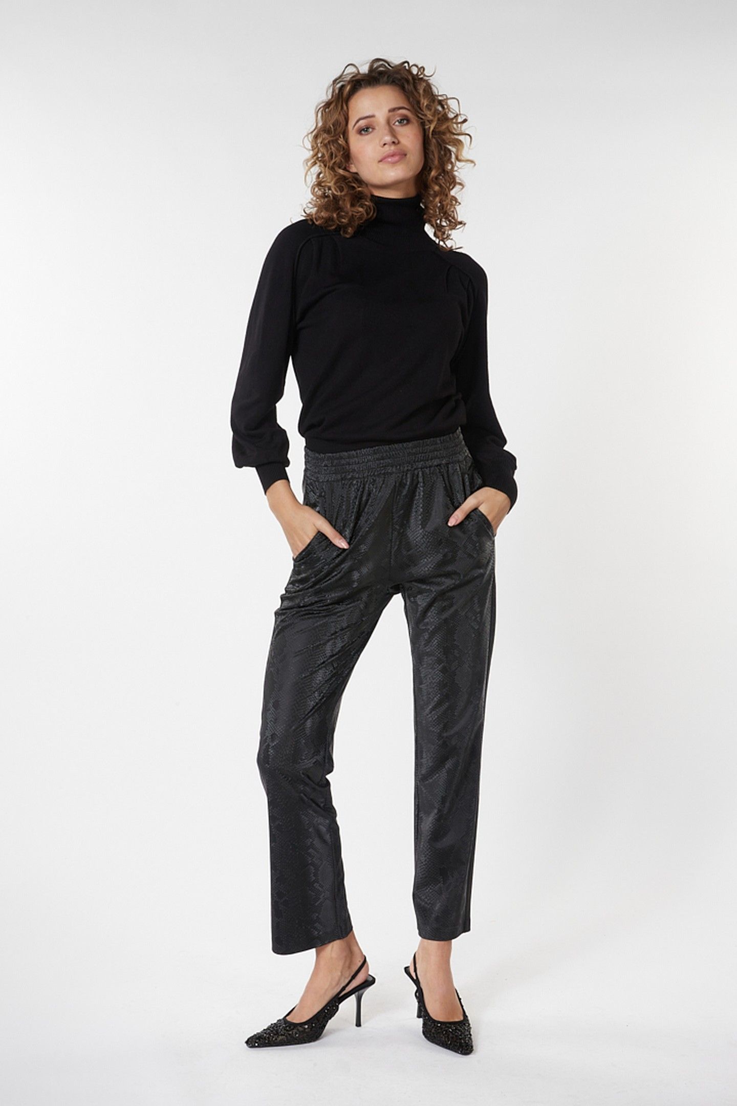 TROUSERS SNAKE PU BLACK 1