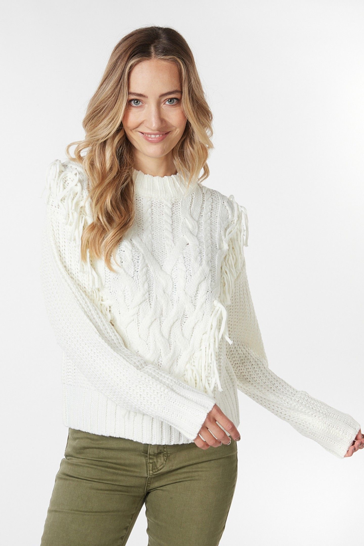 SWEATER CABLE FRINGES OFF WHITE 2