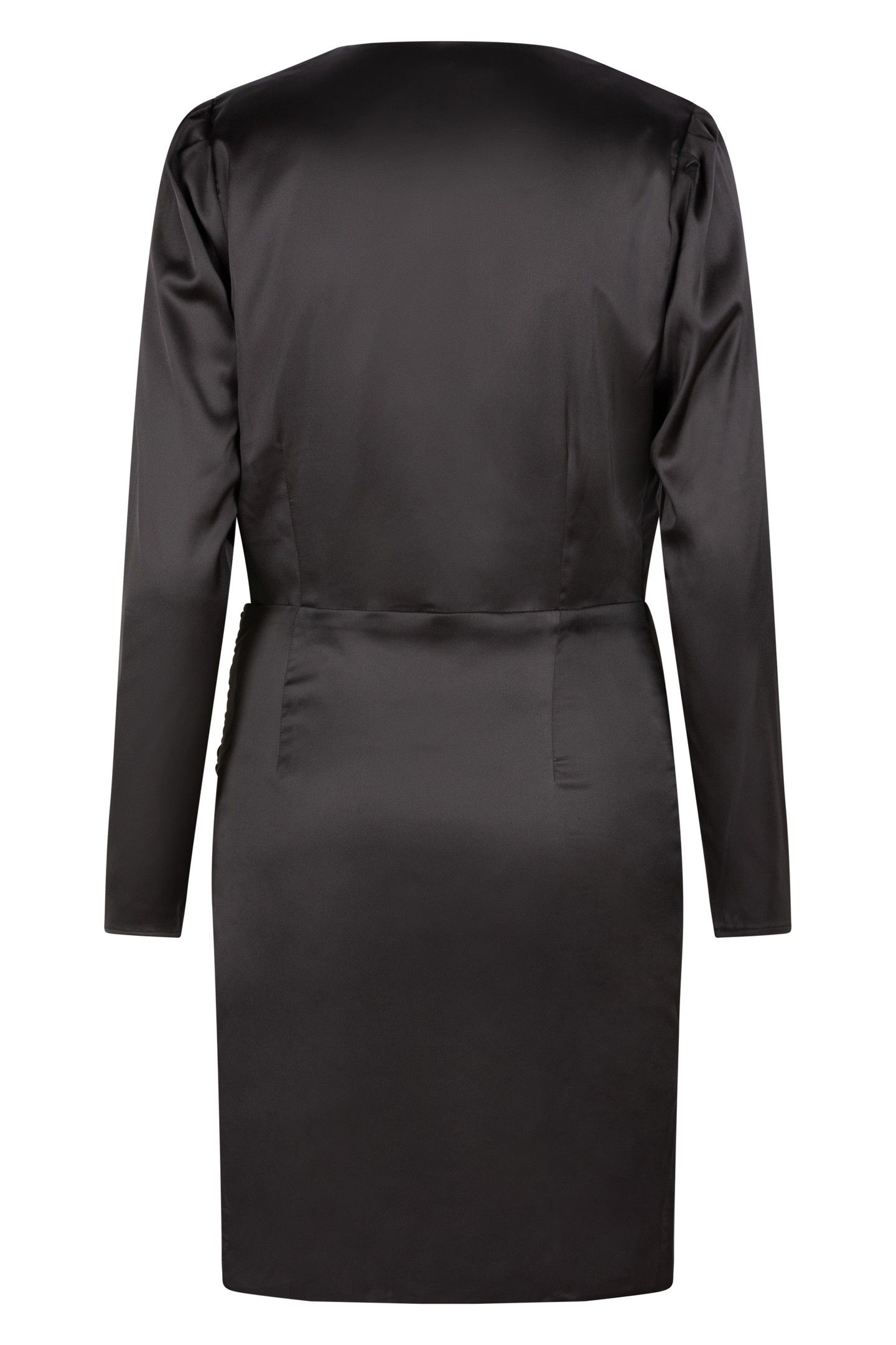 DRESS OVERLAP GATHERING BLACK 5