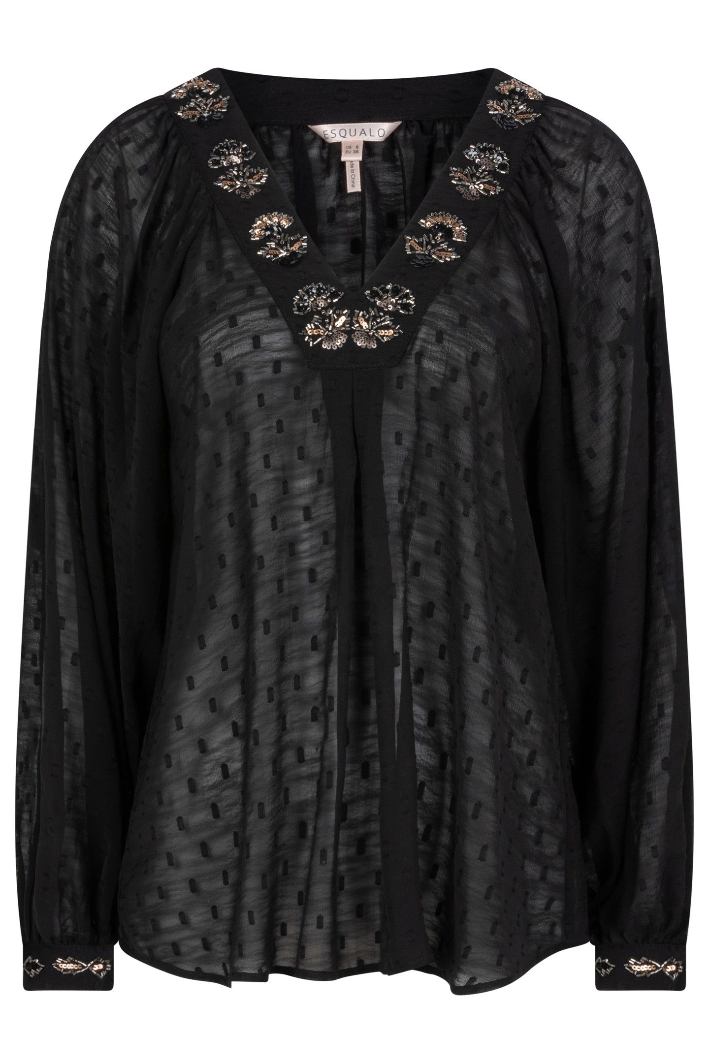 BLOUSE MARBLE BEADING BLACK 3