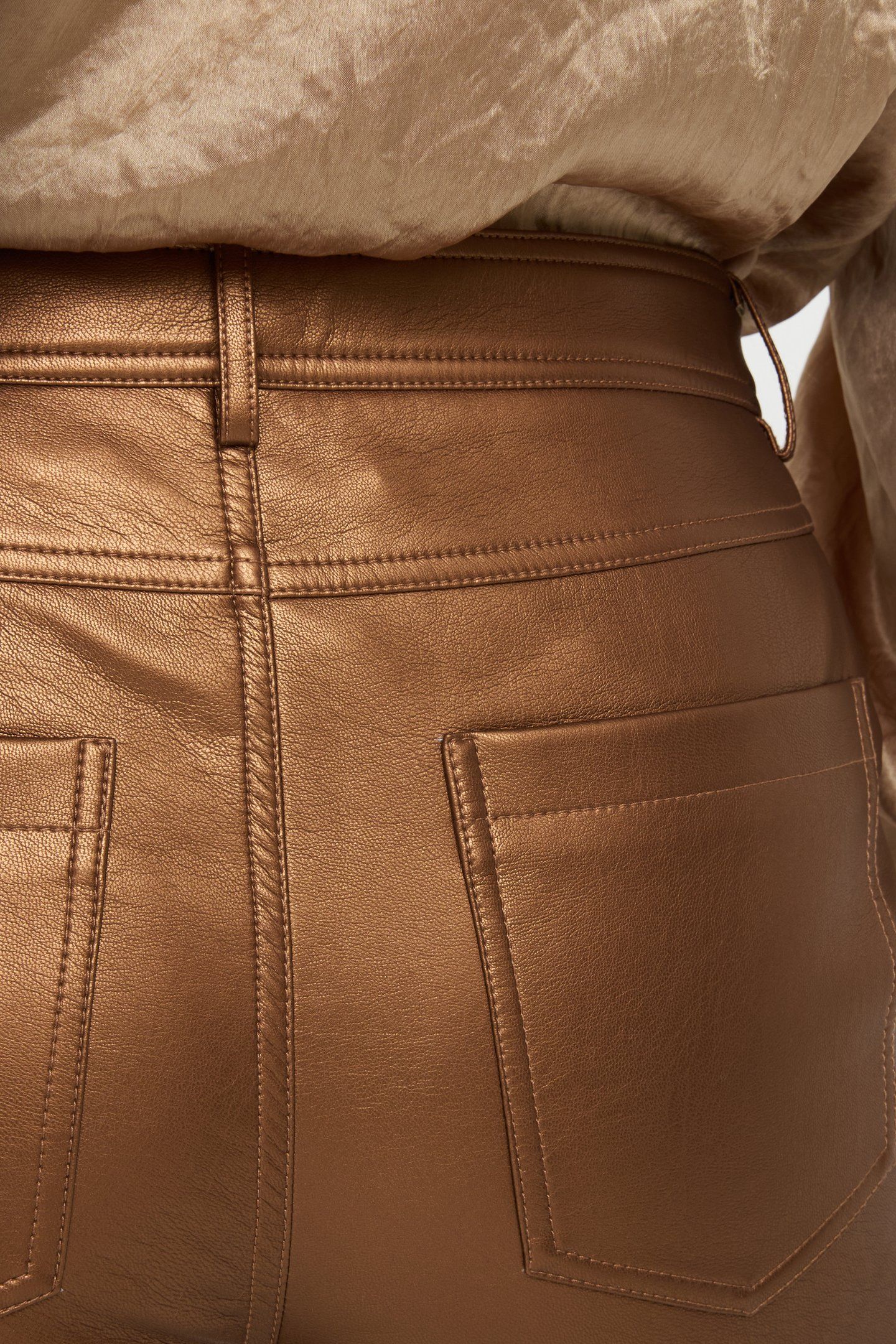 TROUSERS 5 POCKET VEGAN LEATHER BRANDY 7