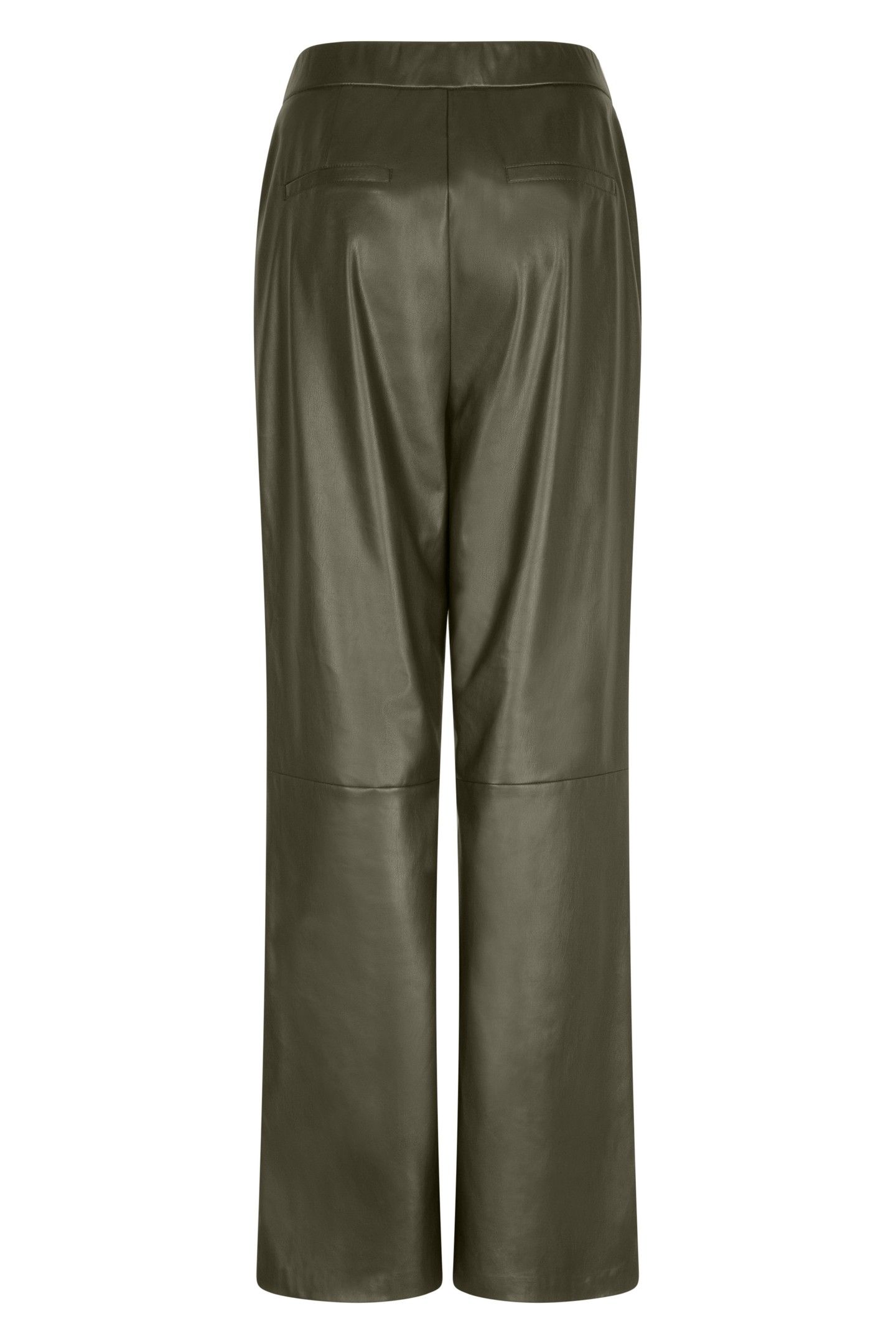 TROUSERS WIDE VEGAN LEATHER GREEN 2