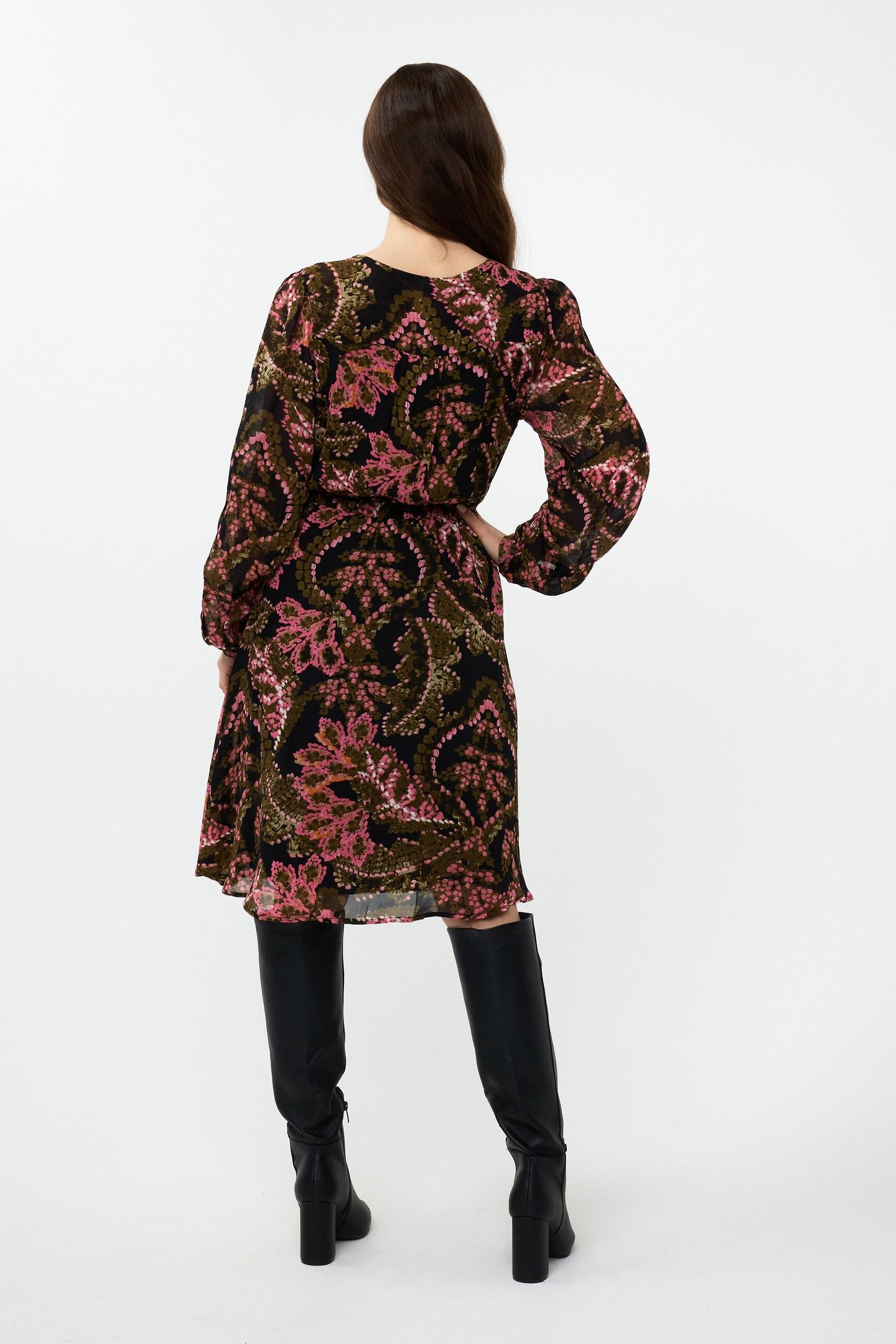 DRESS ELASTIC WAIST GLOBAL FLOWER PRINT 4