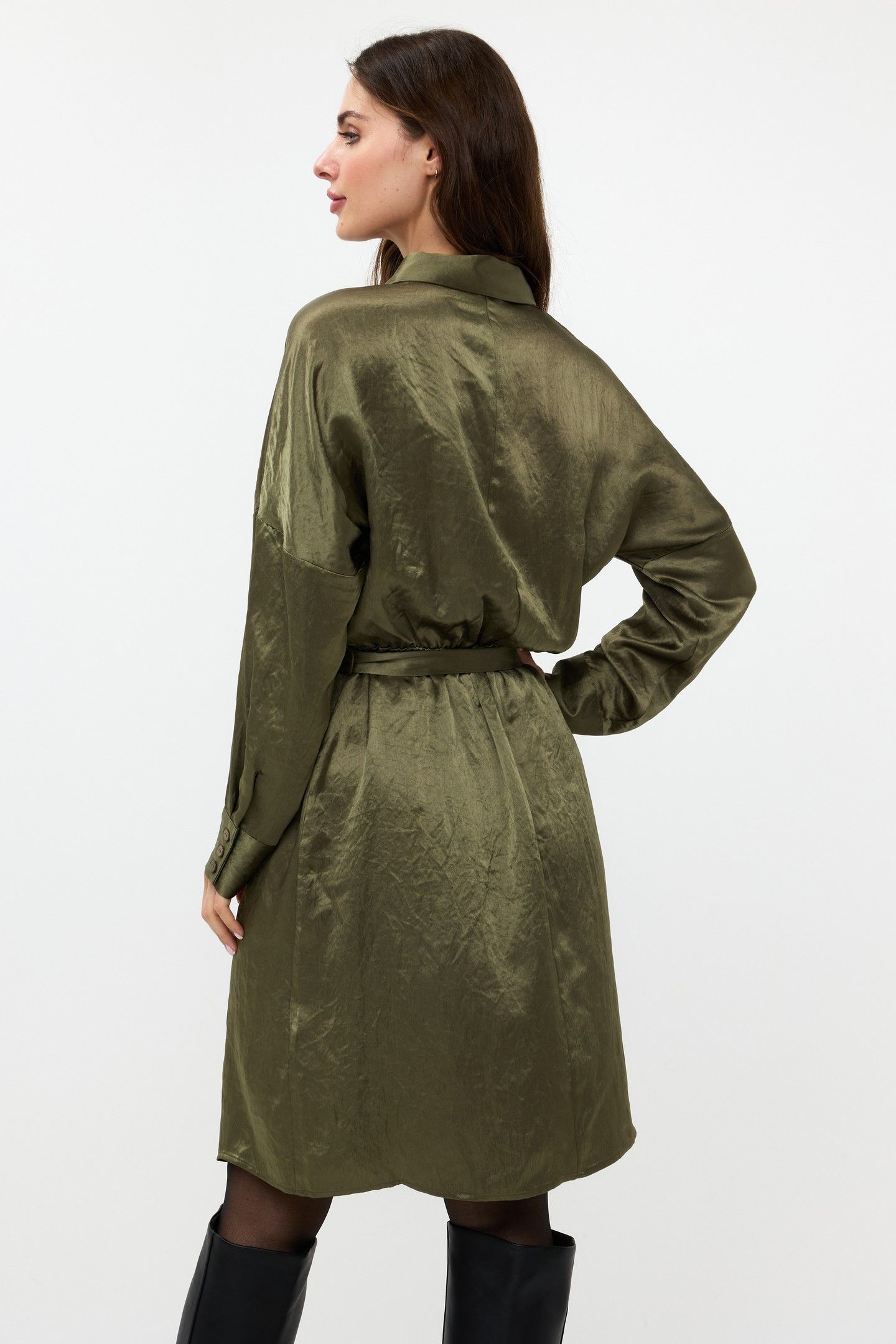 DRESS CRUSHED SATIN MOSS GREEN 3