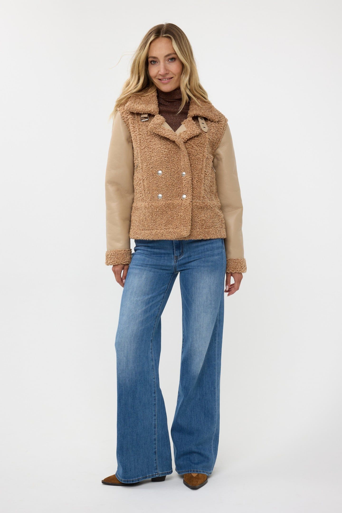 JACKET BONDED PU SLEEVES BRANDY 1