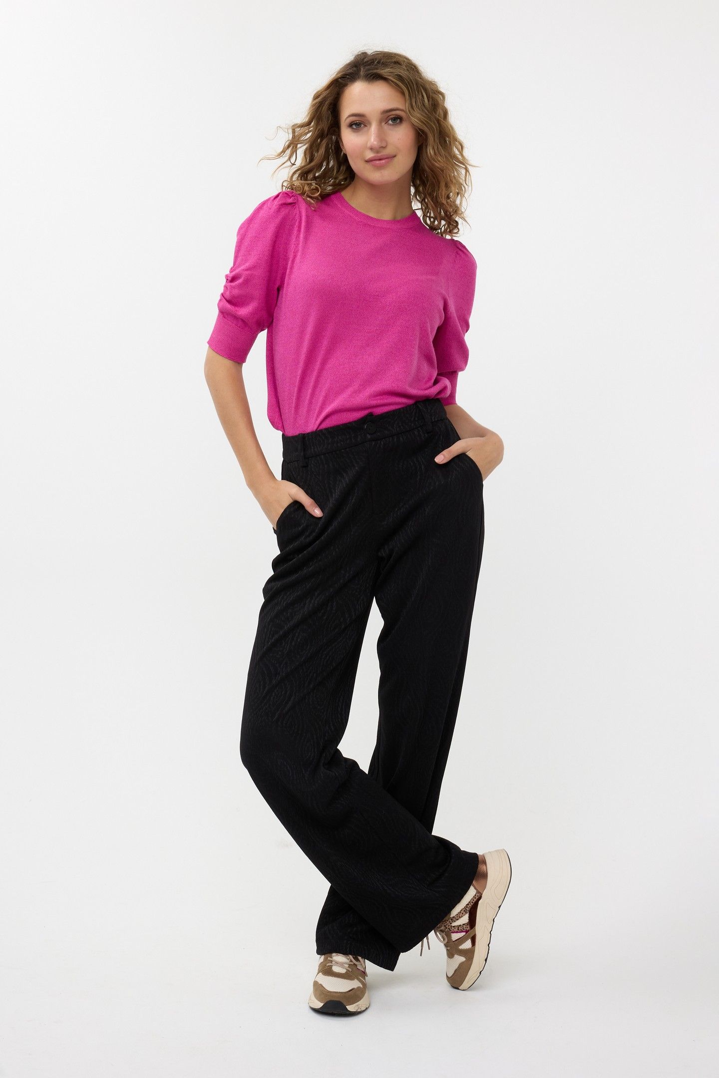 SWEATER S/SLVE LUREX NEON CERISE 1