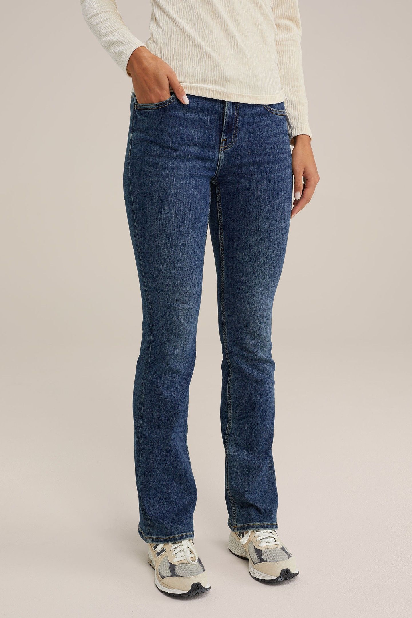 5-POCKET MID WAIST DARK BLUE 1