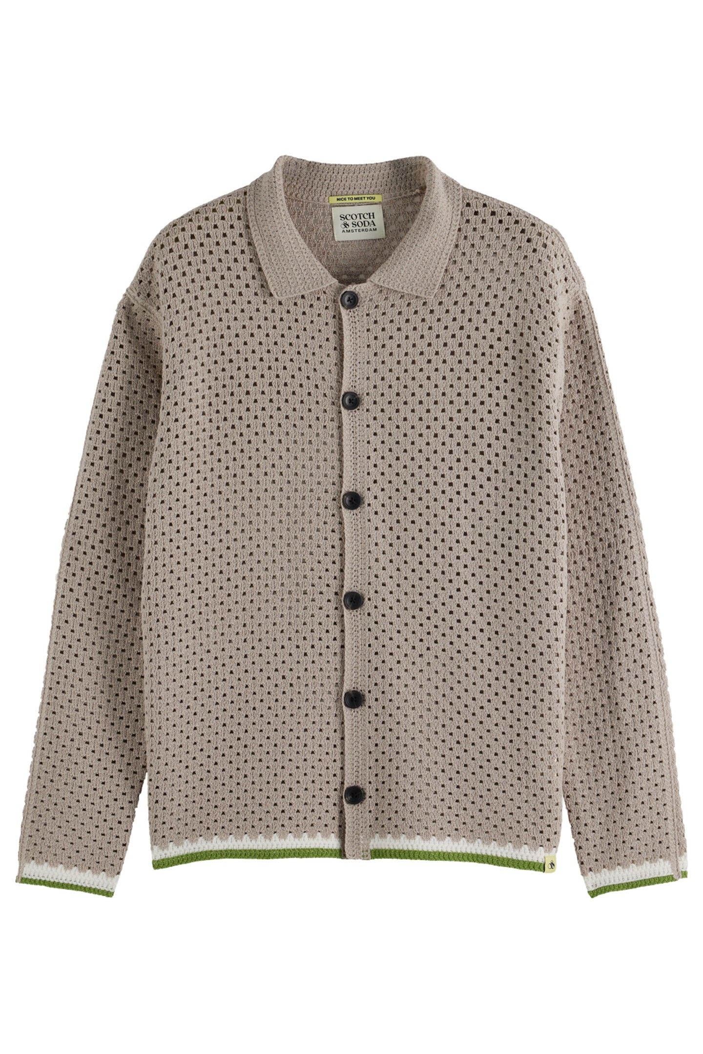 CROCHET LONG-SLEEVED SHIRT HIGHWAY GREY 1