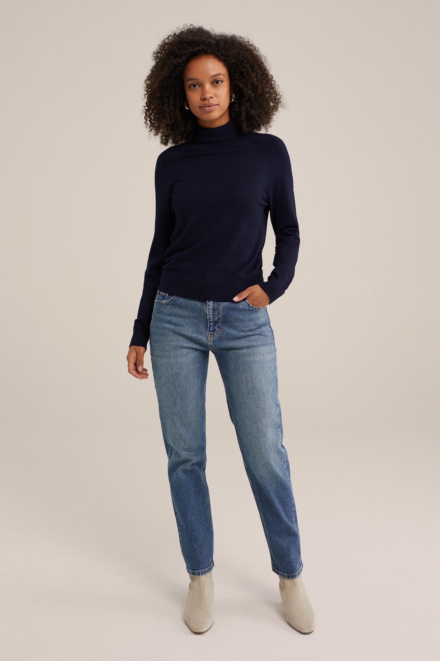 5-POCKET MID WAIST DARK BLUE 2