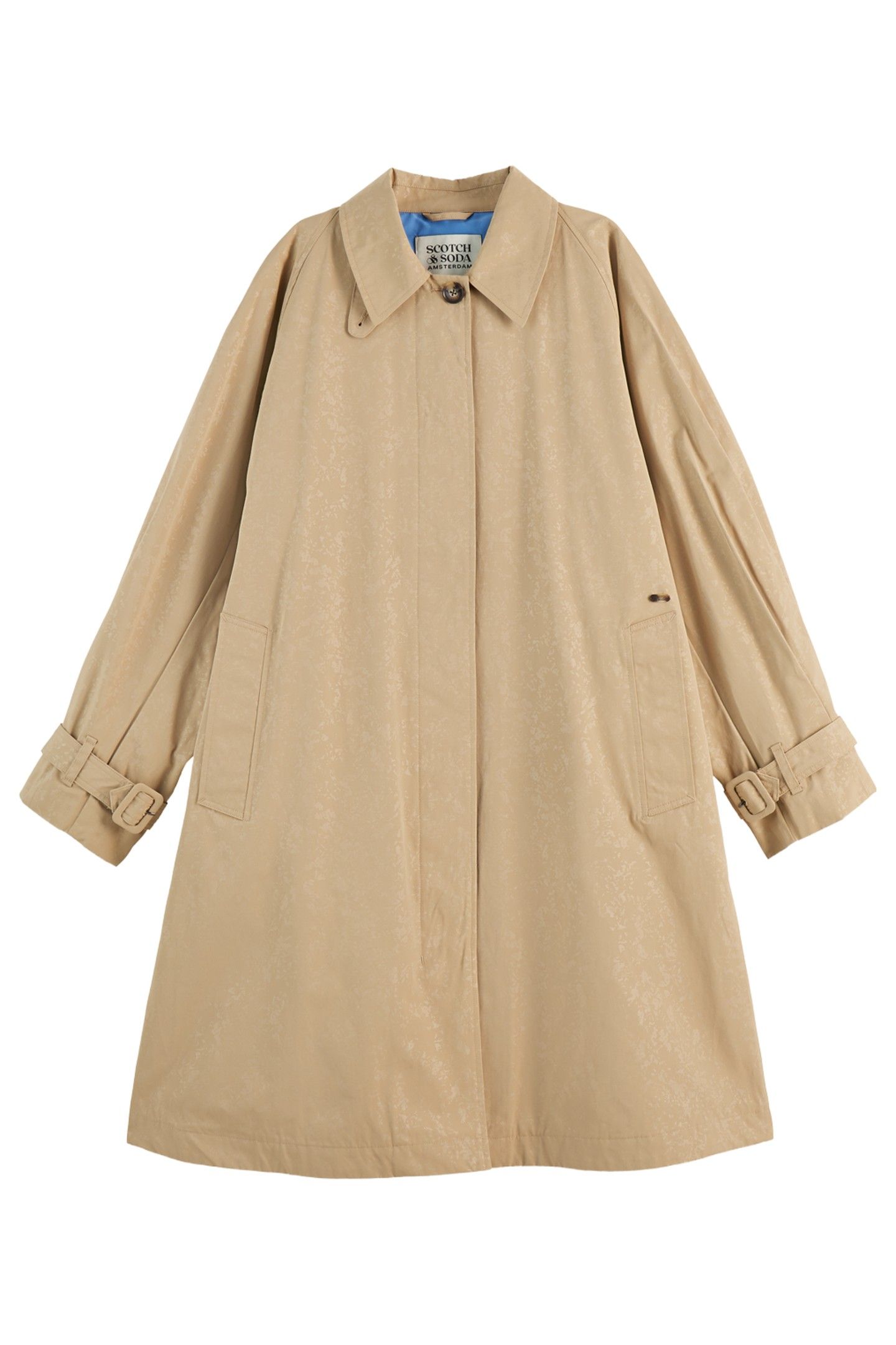 FLORAL EMBOSSED COTTON BLEND CARCOAT SAND 1