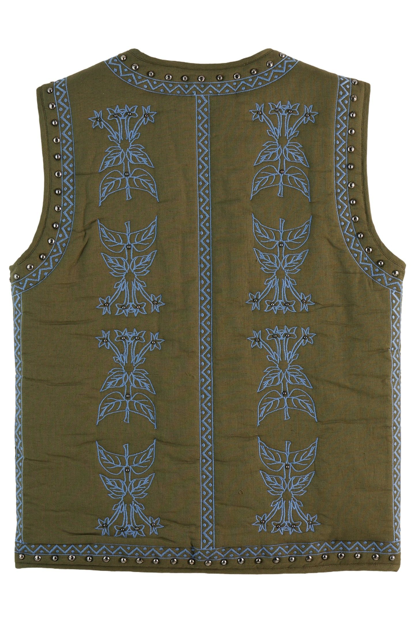 FLORAL EMBROIDERED GILET CLASSIC GREEN 2