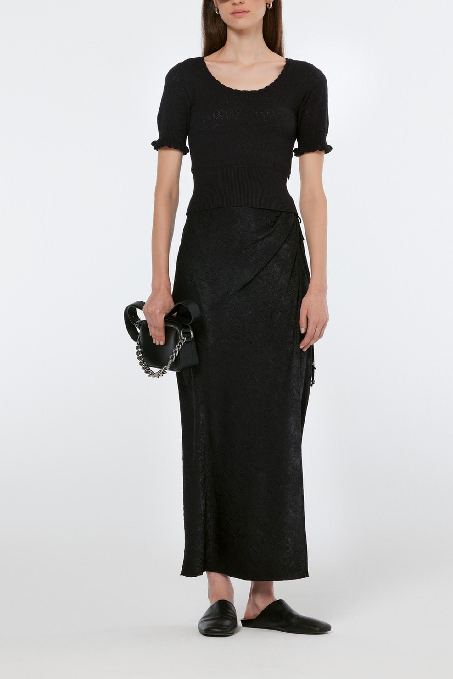 CRUSHED SATIN SKIRT BLACK 1
