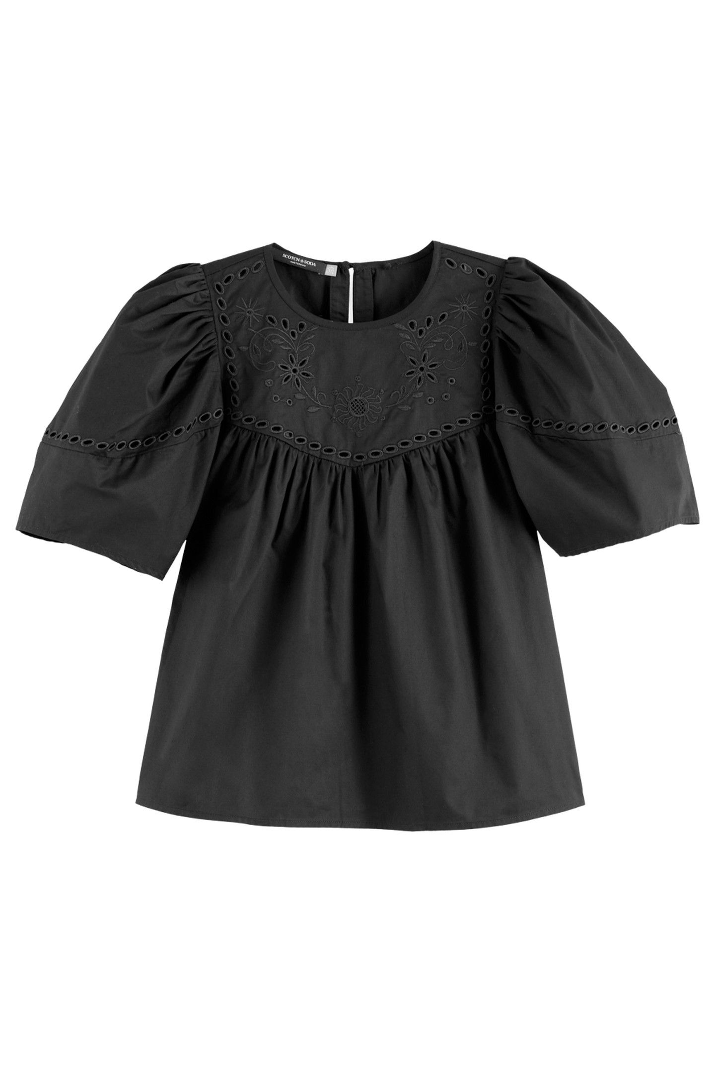 COTTON TWILL EMBROIDERED TOP BLACK 4