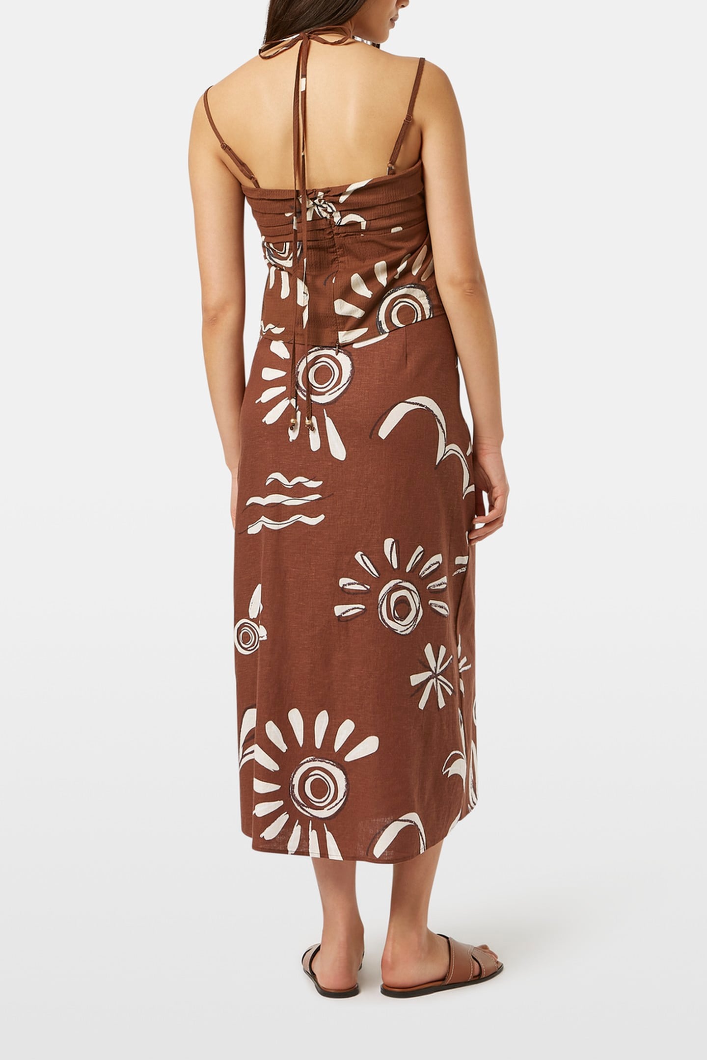 GATHERED STRAPPY TANK INKY SUN BROWN 3