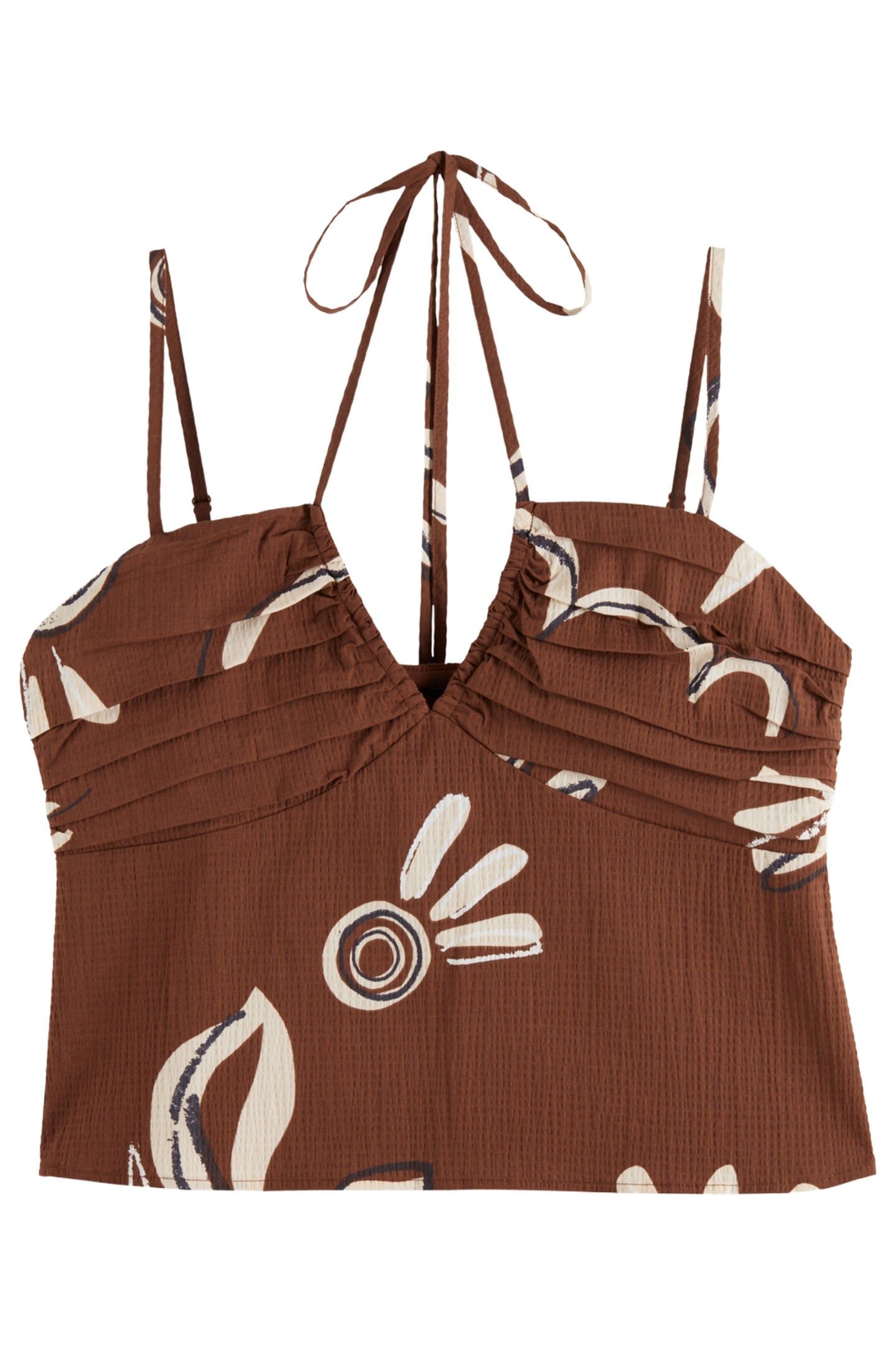 GATHERED STRAPPY TANK INKY SUN BROWN 4