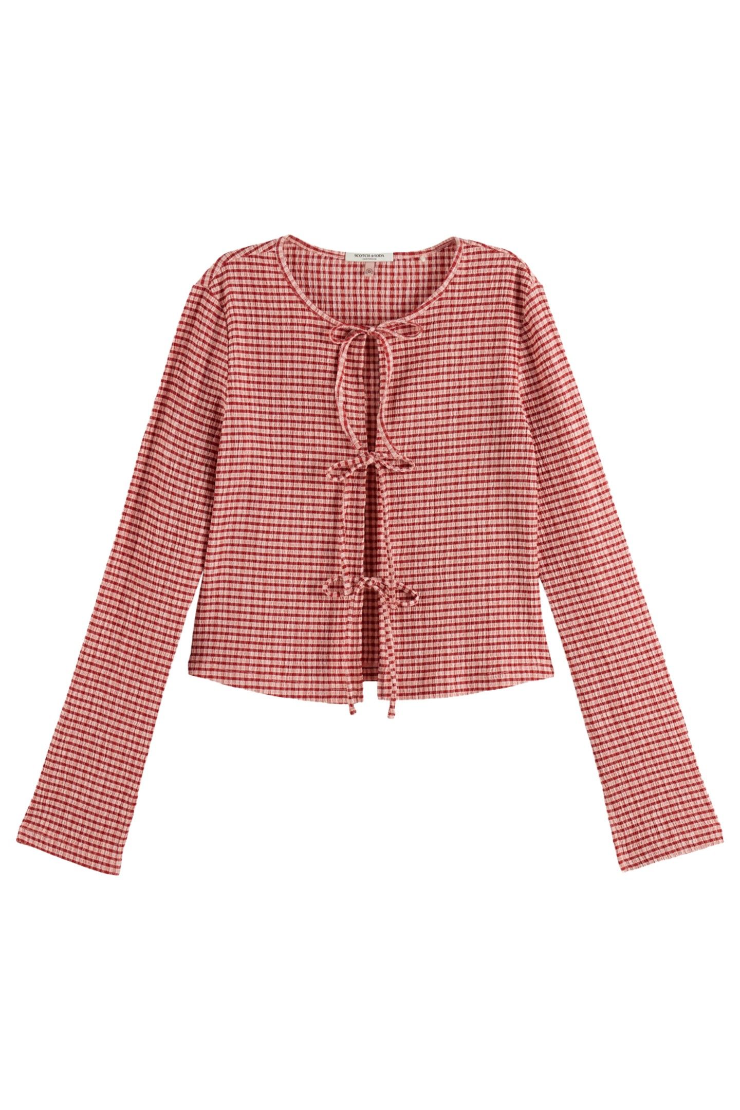 STRUCTURED GINGHAM LS T-SHIRT ROADSIDE RED/ COTTON CANDY 4